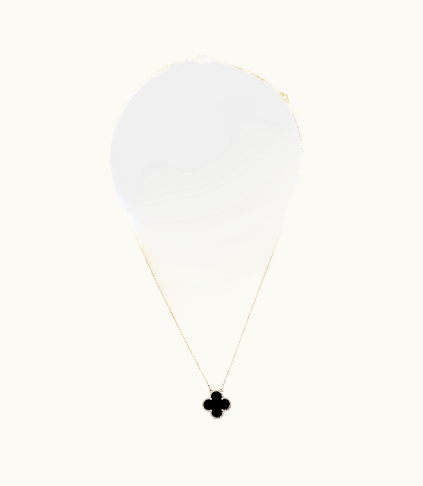 Van Cleef & Arpels Vintage Alhambra Pendant, 18k Yellow Gold, Onyx