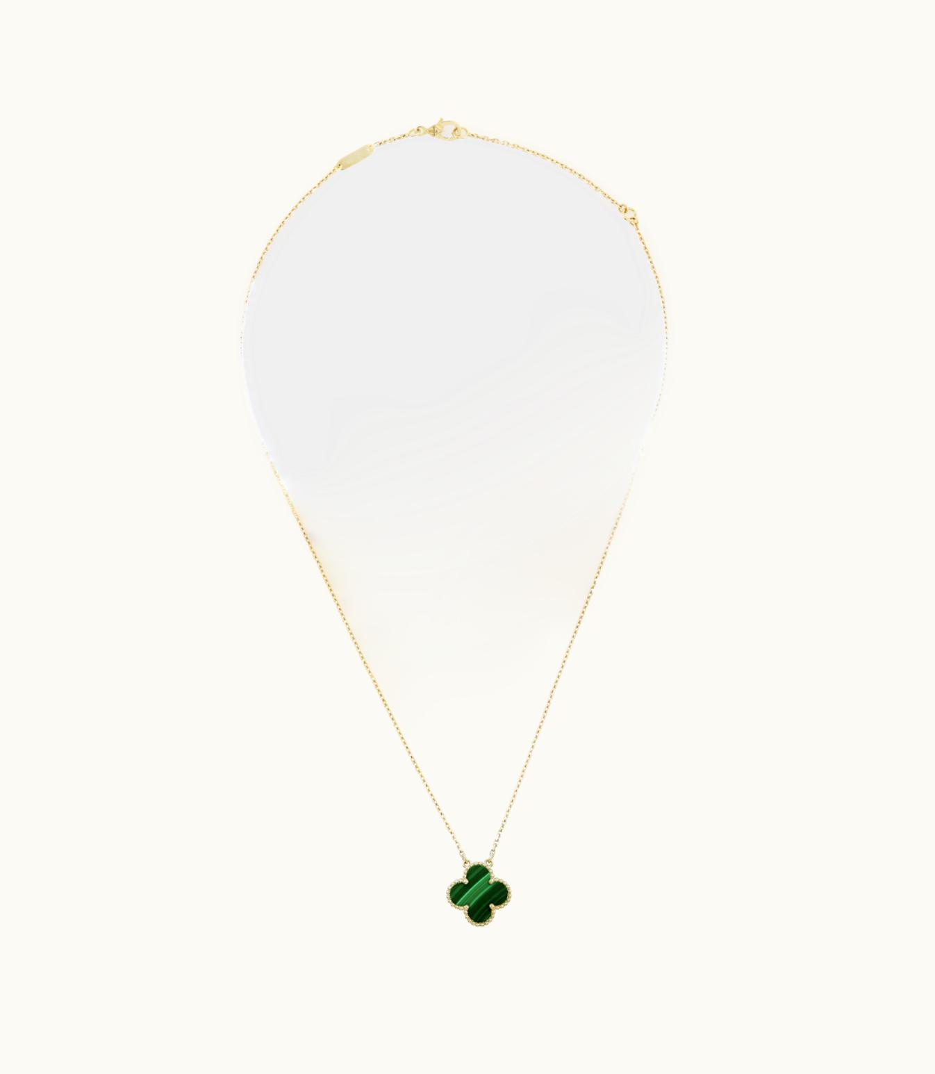 Van Cleef & Arpels Vintage Alhambra Pendant, 18k Yellow Gold, Malachite