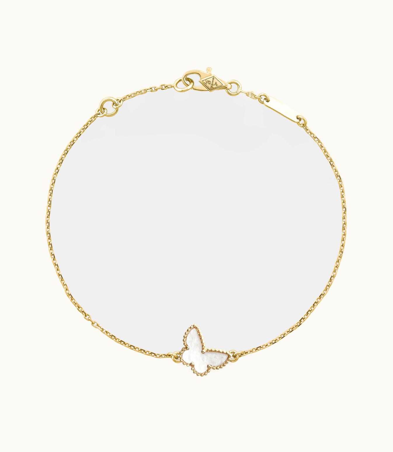 Van Cleef & Arpels Sweet Alhambra Butterfly Bracelet, 18k Yellow Gold, White Mother-of-pearl
