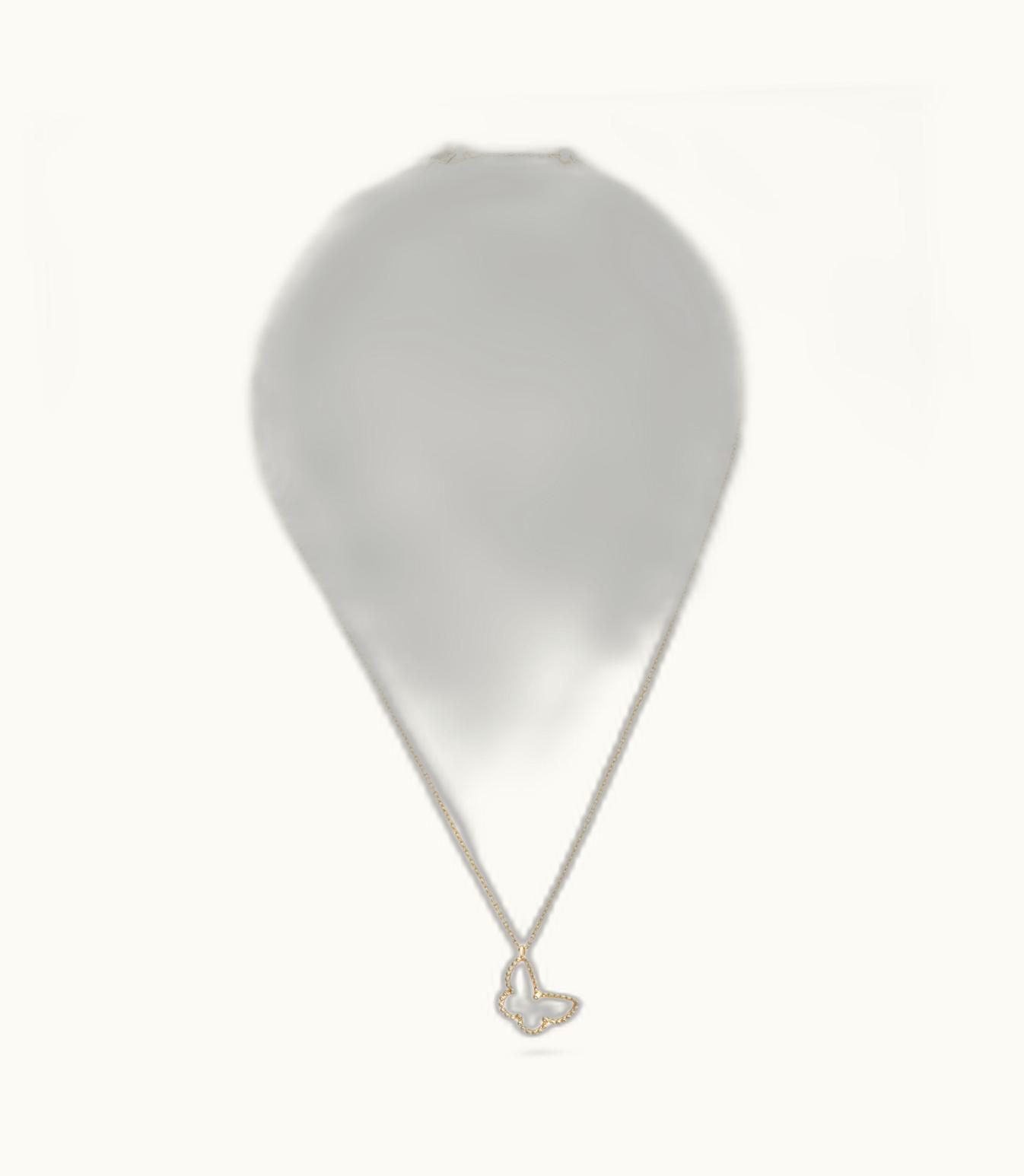 Van Cleef & Arpels Sweet Alhambra Butterfly Pendant, 18k Yellow Gold, White Mother-of-pearl