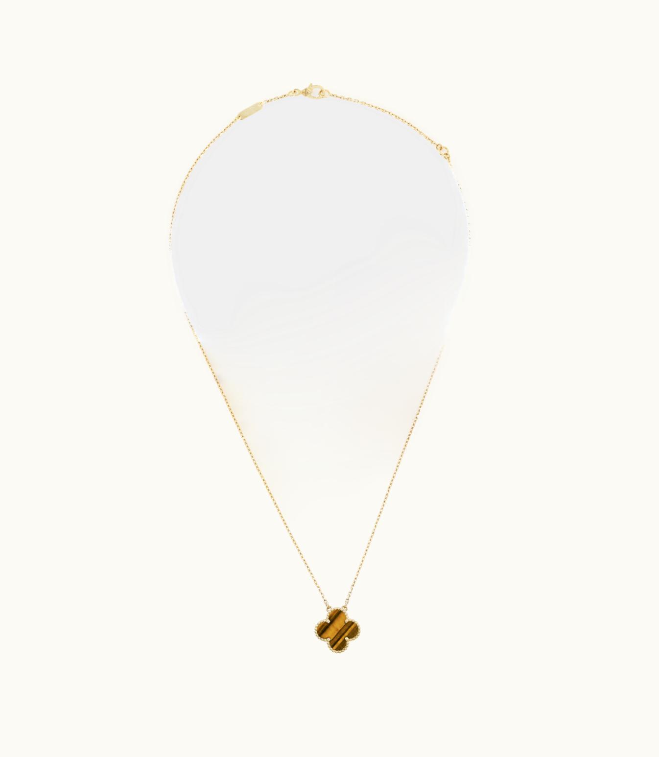 Van Cleef & Arpels Vintage Alhambra Pendant, 18k Yellow Gold, Tiger's Eye