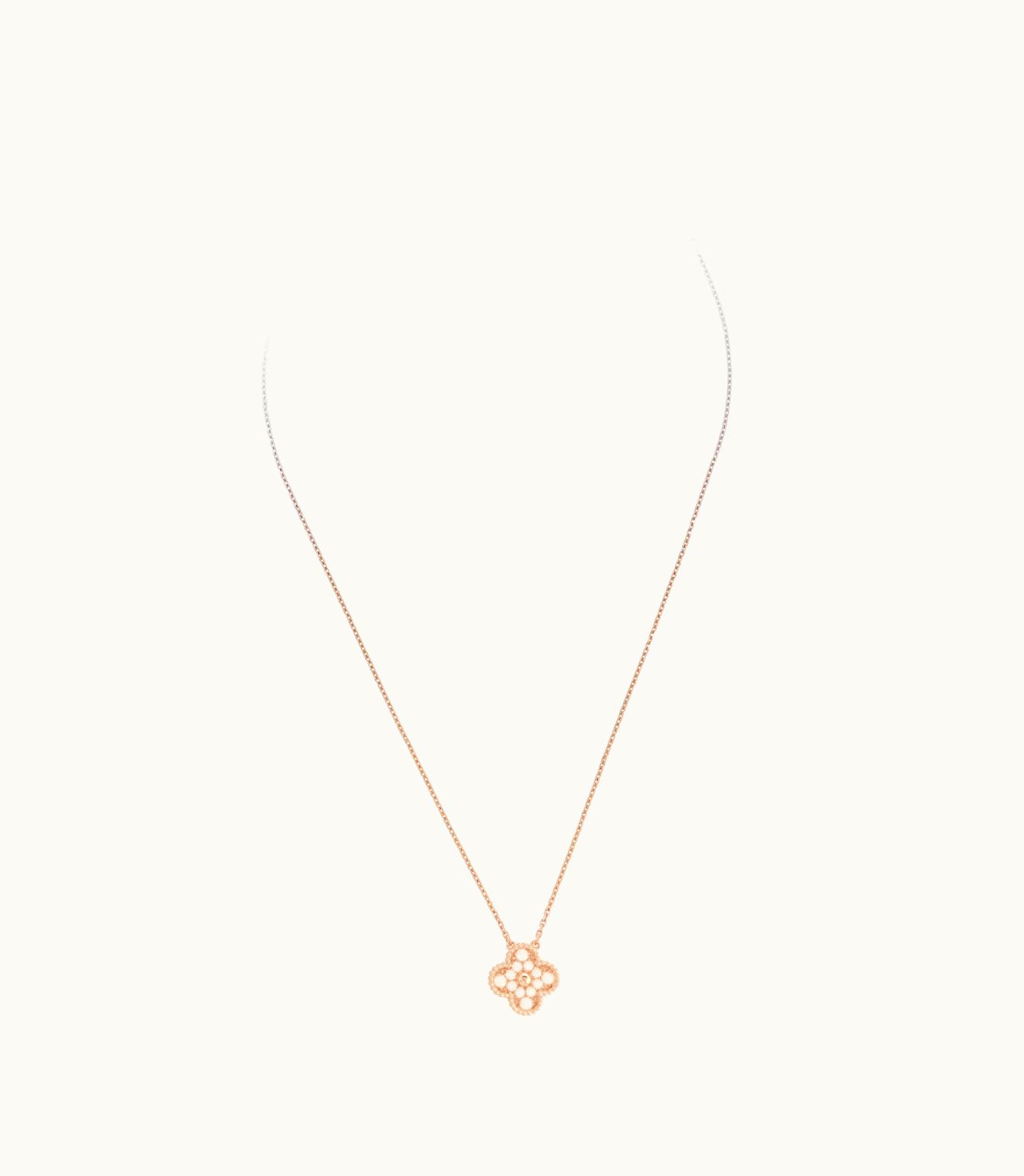 Van Cleef & Arpels Vintage Alhambra Pendant, 18k Rose Gold, Diamonds