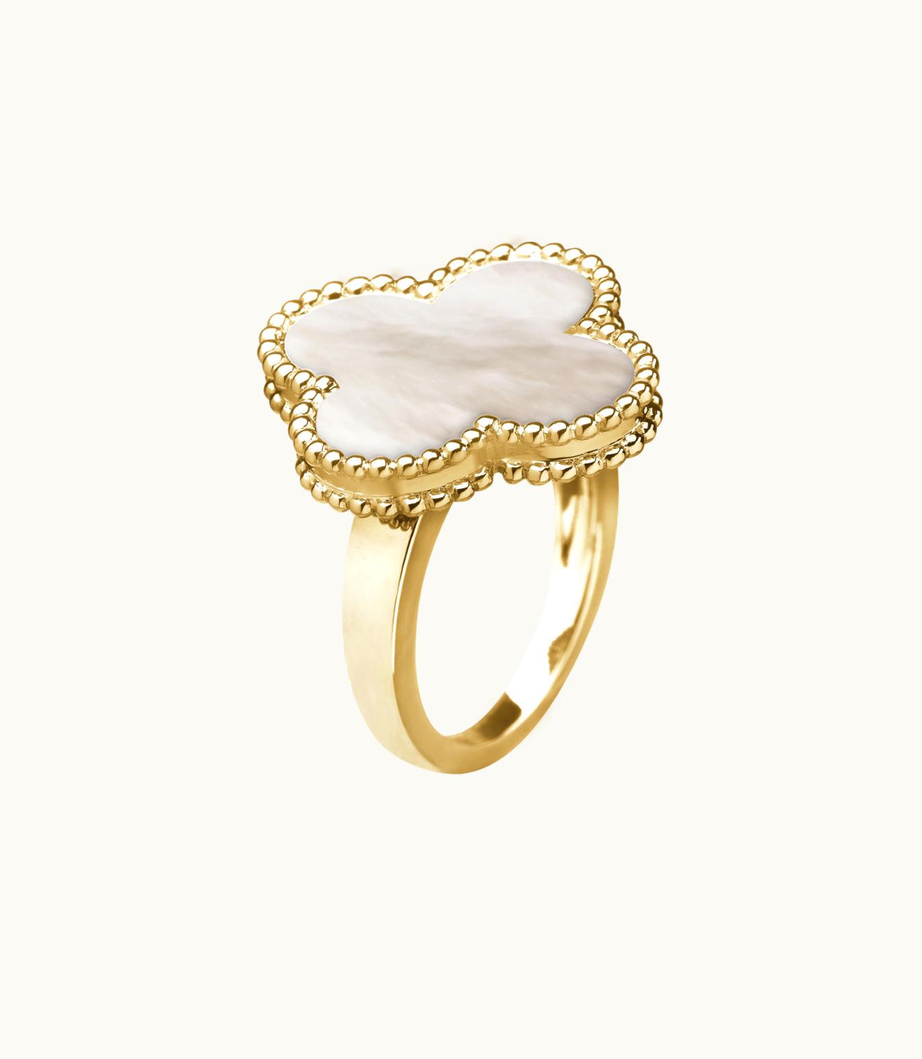 Van Cleef & Arpels Magic Alhambra Ring, 18k Yellow Gold, White Mother-of-pearl
