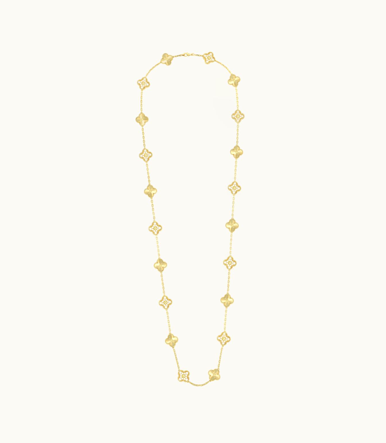 Van Cleef & Arpels Vintage Alhambra Long Necklace, 20 Motifs, Guilloch‚àö¬© 18k Yellow Gold, Diamonds