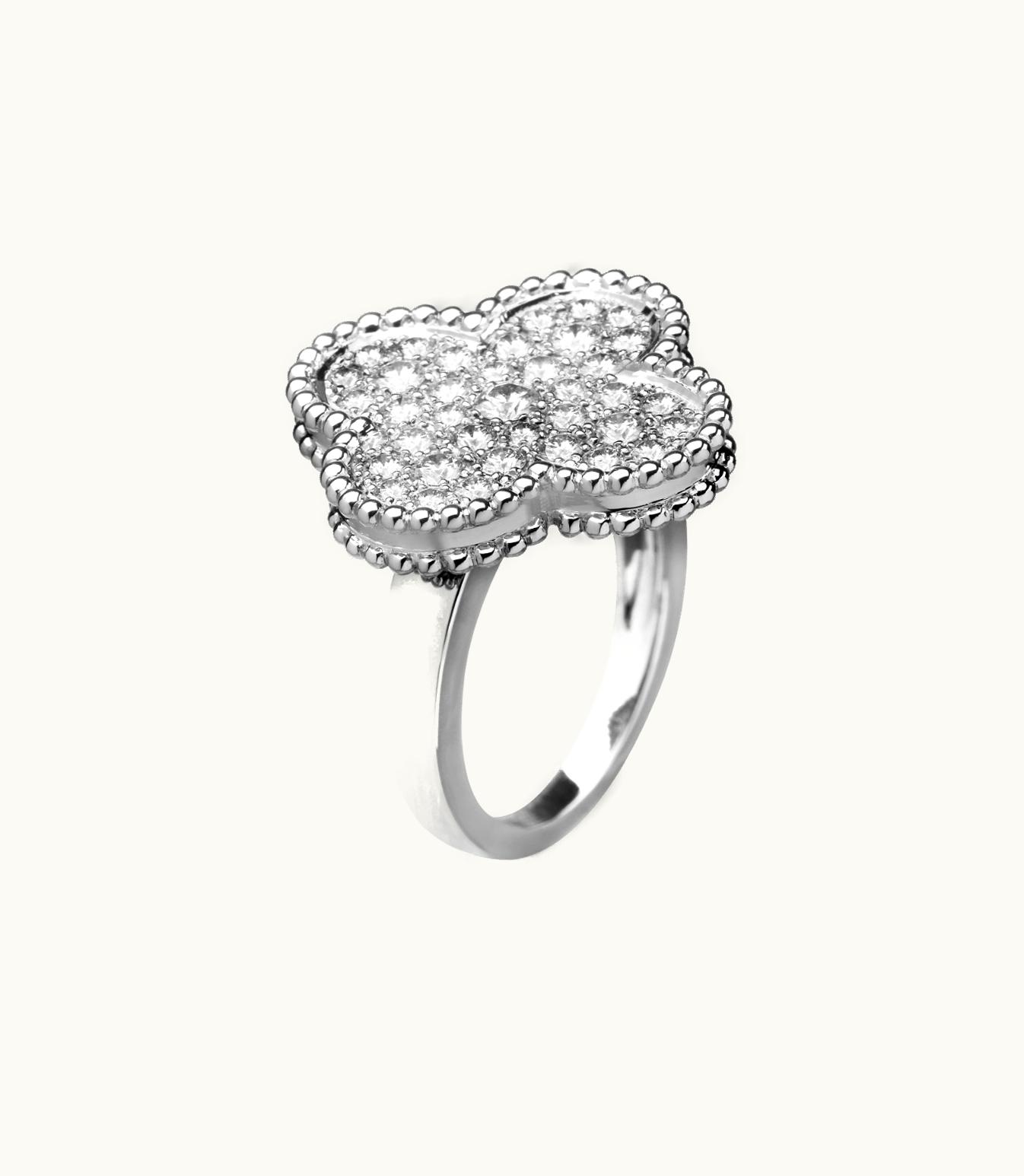Van Cleef & Arpels Magic Alhambra Ring, Rhodium Plated 18k White Gold, Diamonds