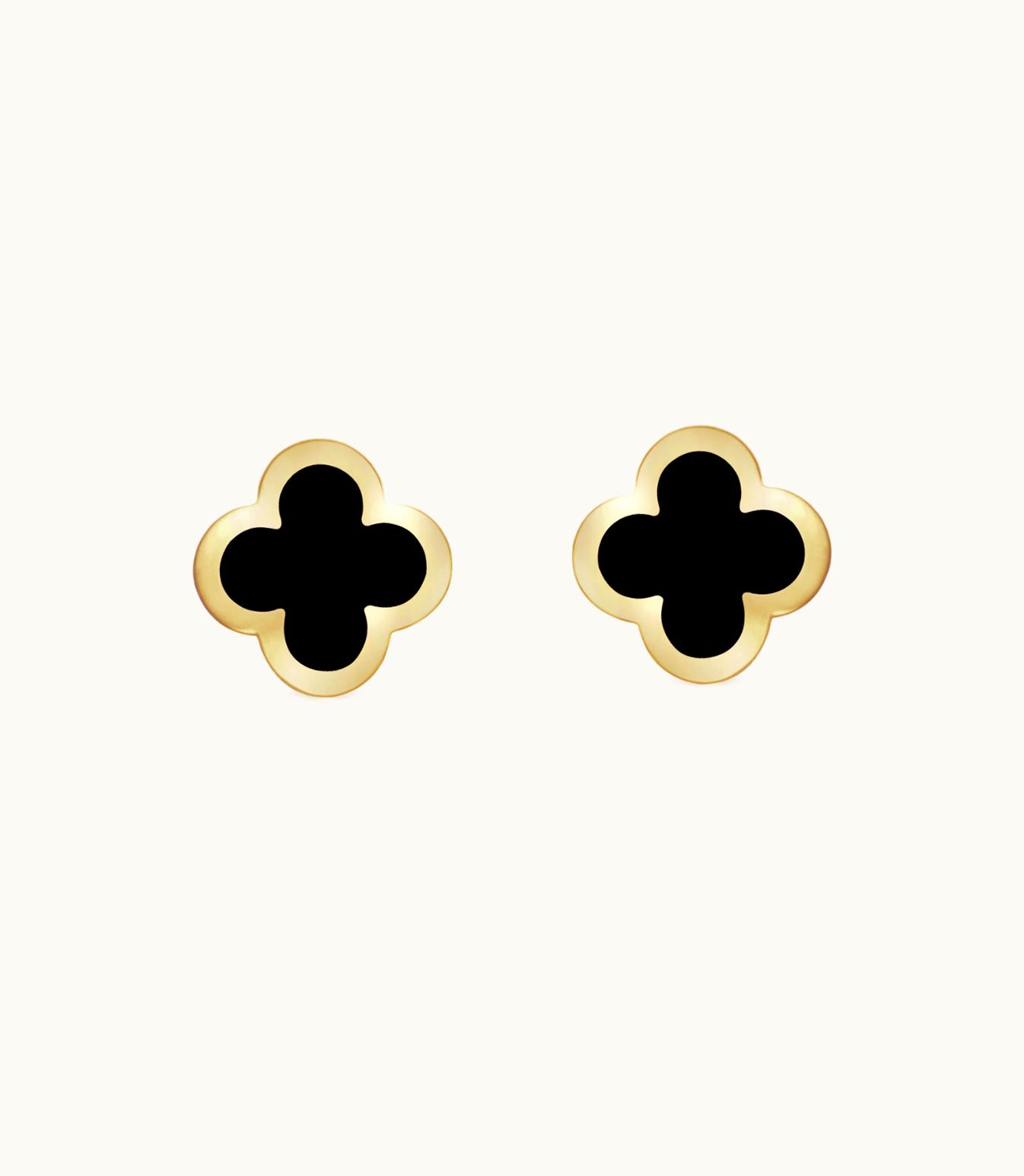 Van Cleef & Arpels Pure Alhambra Earstuds, 18k Yellow Gold, Onyx