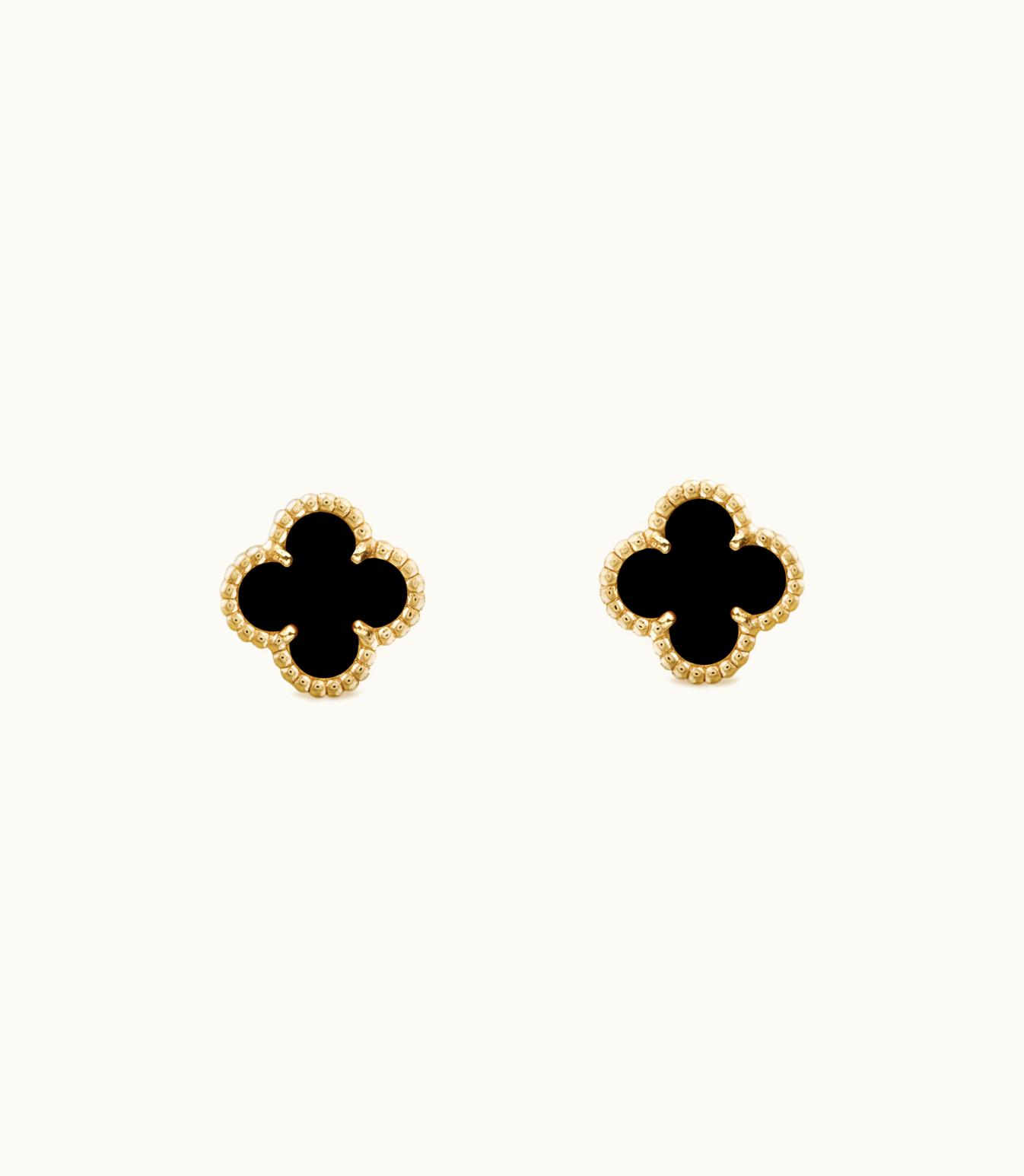Van Cleef & Arpels Sweet Alhambra Earstuds, 18k Yellow Gold, Onyx