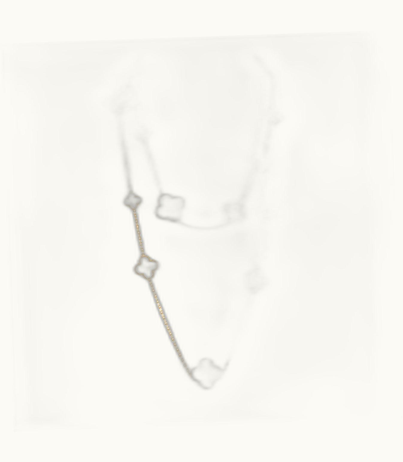 Van Cleef & Arpels Magic Alhambra Long Necklace, 16 Motifs, 18k Yellow Gold, White Mother-of-pearl