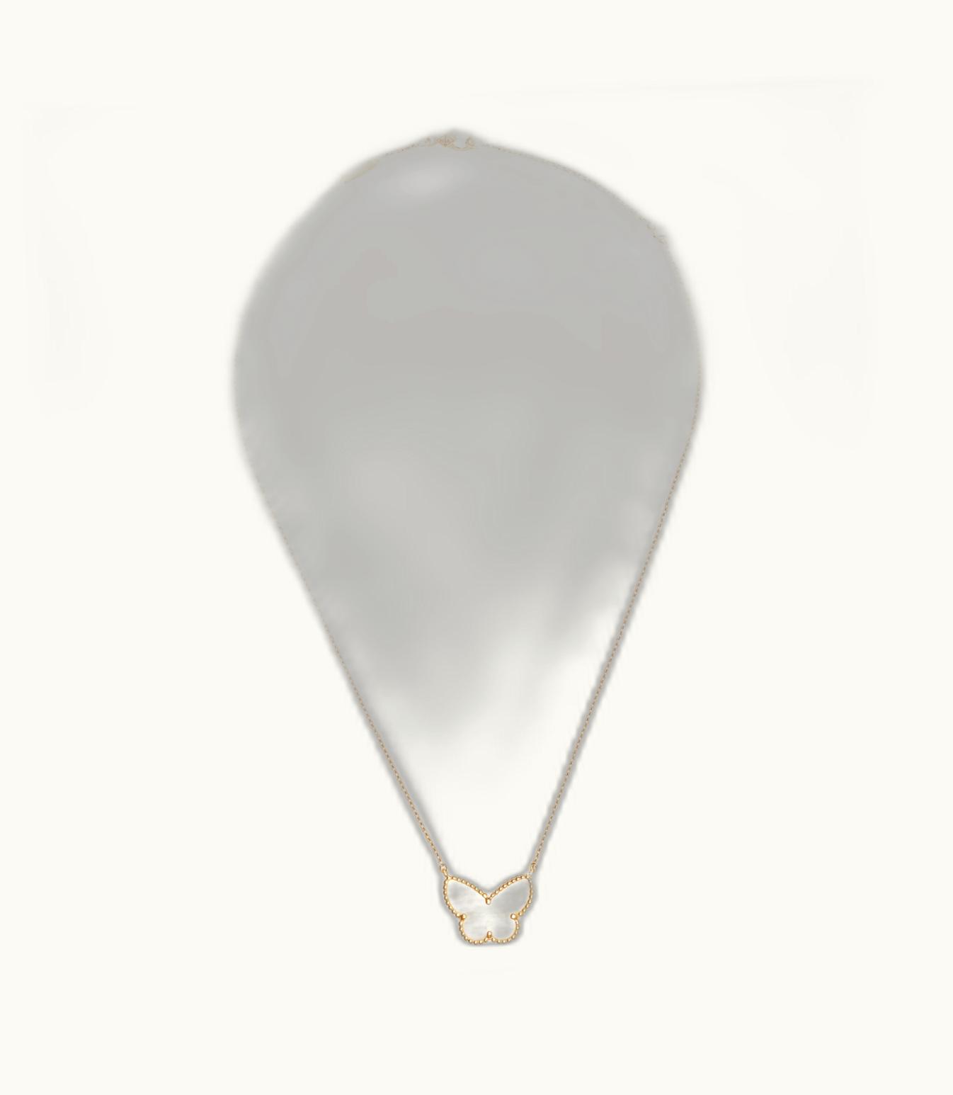 Van Cleef & Arpels Lucky Alhambra Butterfly Pendant, 18k Yellow Gold, White Mother-of-pearl