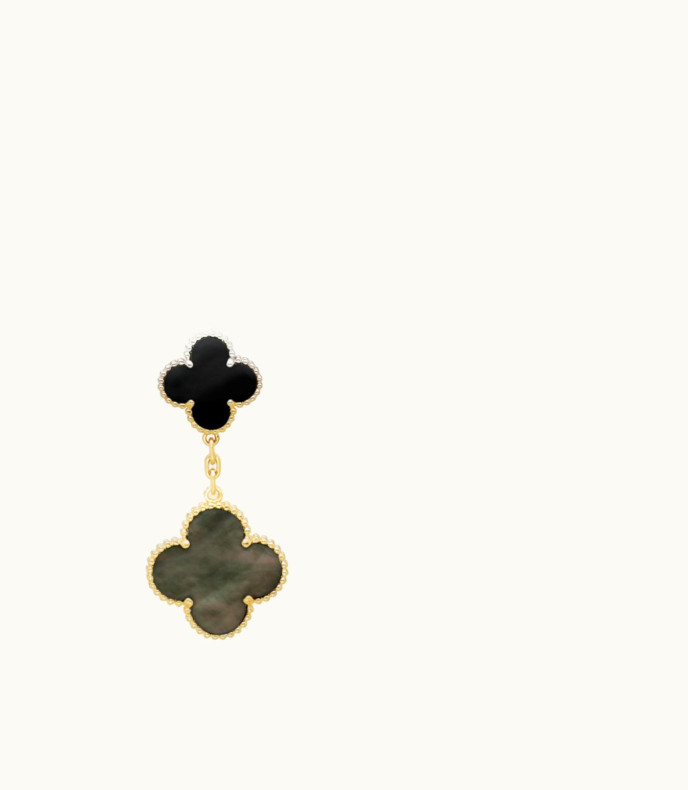Van Cleef & Arpels Magic Alhambra Earrings, 3 Motifs, 18k Yellow Gold, Mother-of-pearl, Onyx