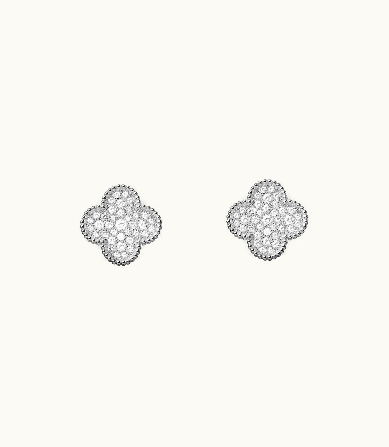 Van Cleef & Arpels Magic Alhambra Earrings, Rhodium Plated 18k White Gold, Diamonds