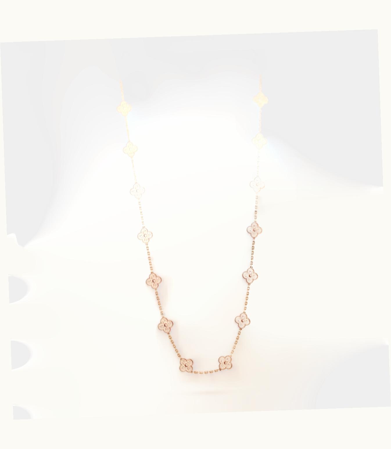 Van Cleef & Arpels Vintage Alhambra Long Necklace, 20 Motifs, 18k Rose Gold