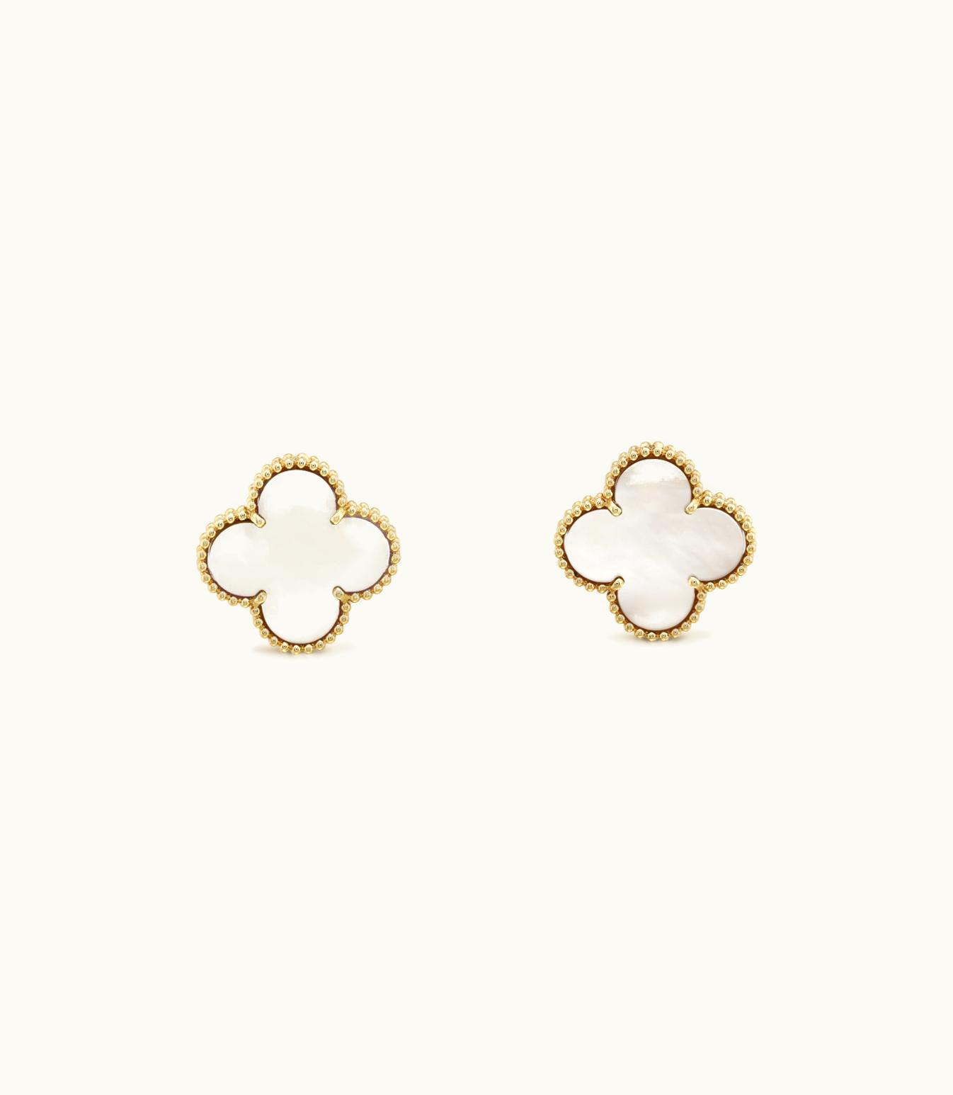 Van Cleef & Arpels Magic Alhambra Earrings, 18k Yellow Gold, White Mother-of-pearl
