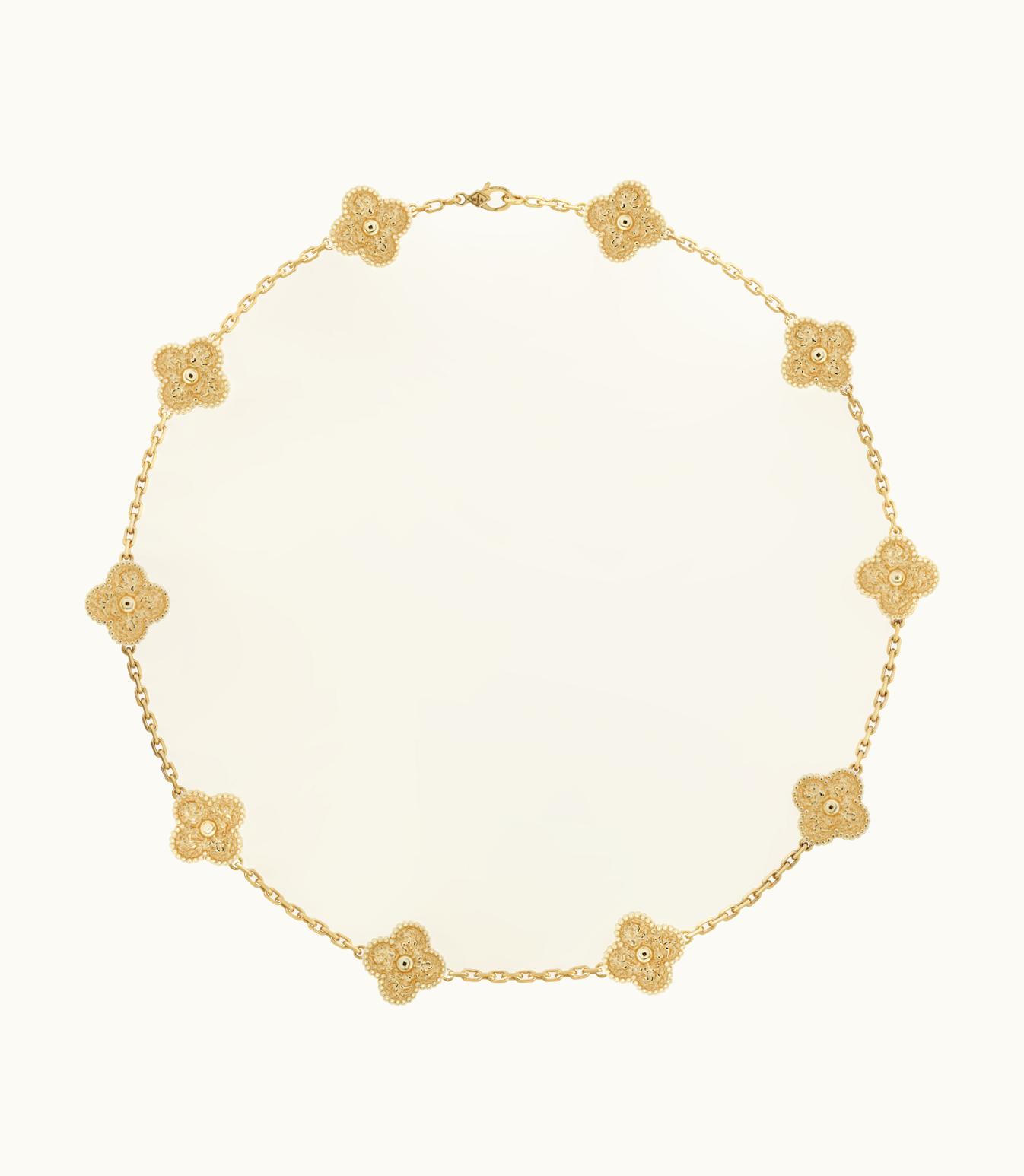 Van Cleef & Arpels Vintage Alhambra Necklace, 10 Motifs, 18k Yellow Gold