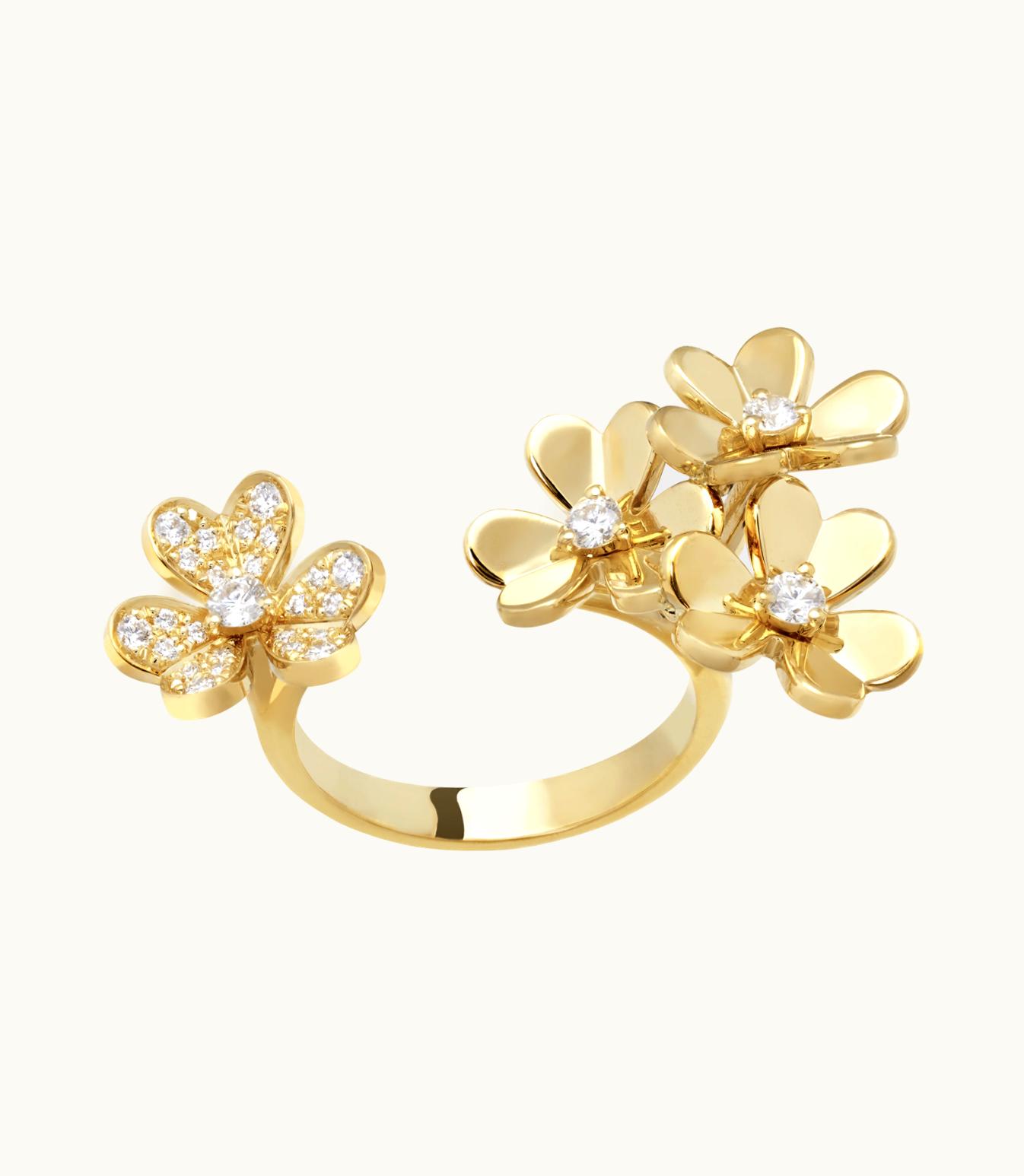 Van Cleef & Arpels Frivole Between the Finger Ring, 18k Yellow Gold, Diamonds VCARP3W500