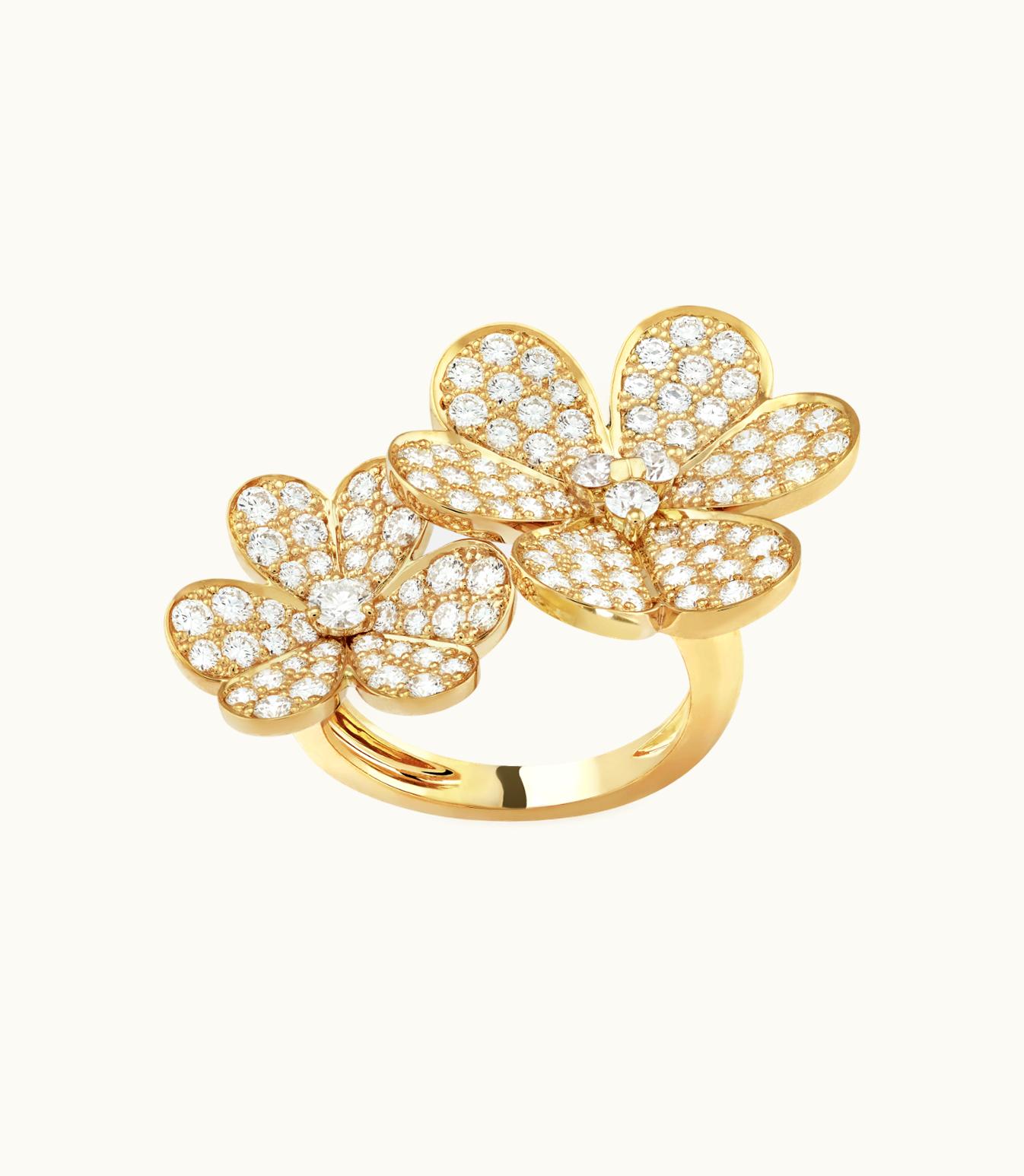 Van Cleef & Arpels Frivole Between the Finger Ring, 18k Yellow Gold, Diamonds VCARP0J800