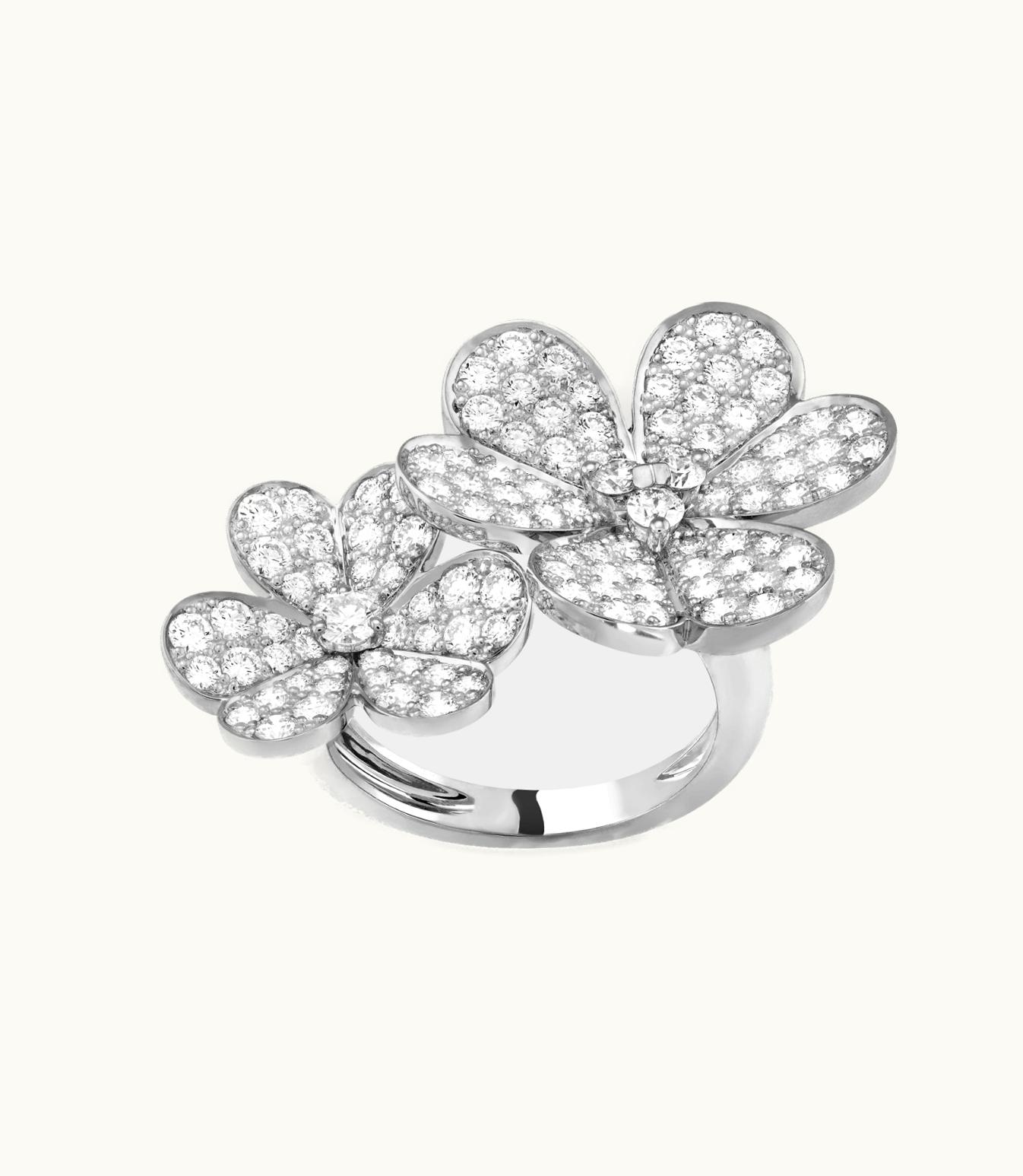 Van Cleef & Arpels Frivole Between the Finger Ring, Rhodium Plated 18k White Gold, Diamonds VCARB67500