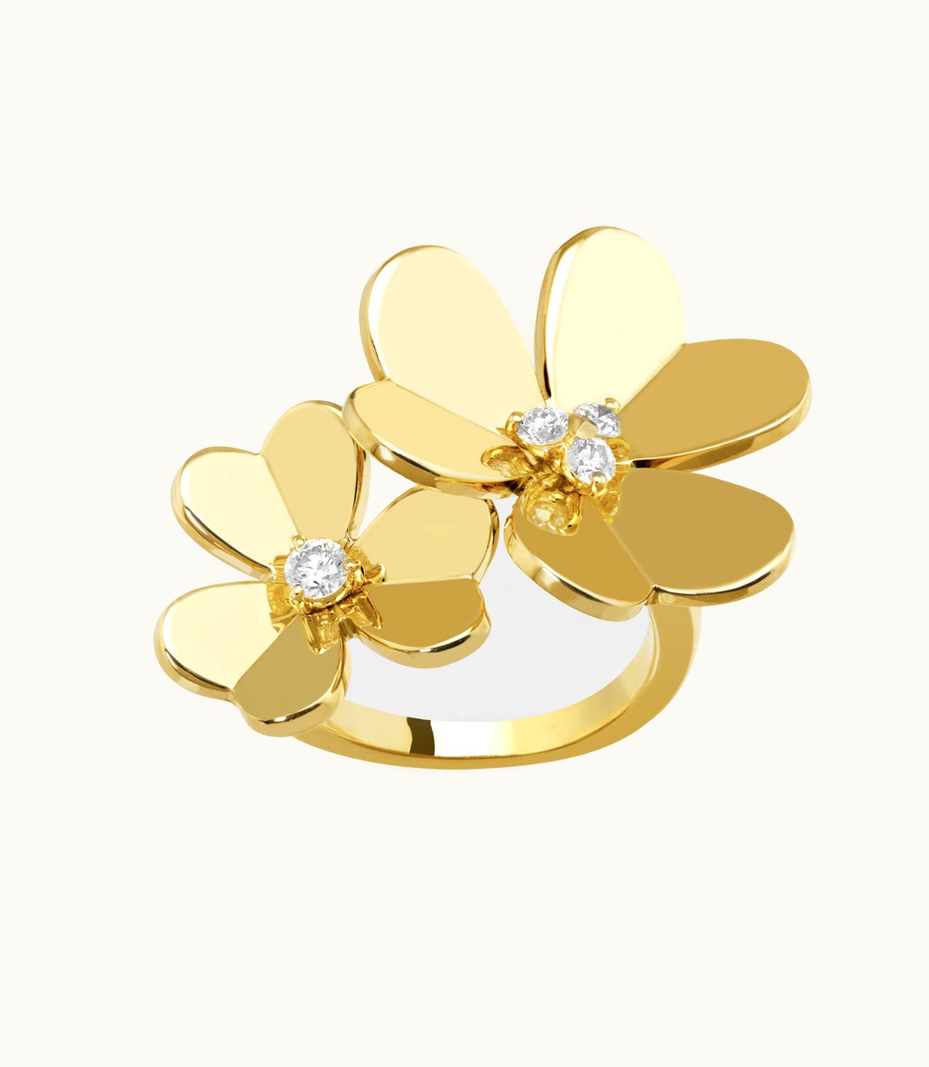 Van Cleef & Arpels Frivole Between the Finger Ring, 18k Yellow Gold, Diamonds VCARB67600