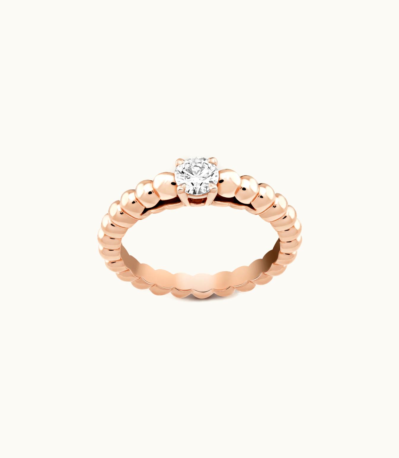 Van Cleef & Arpels Van Cleef & Arpels Perlée Solitaire, 18K Rose Gold, Round Diamond Engagement Rings