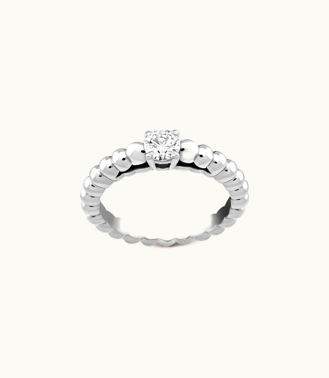 Van Cleef & Arpels Van Cleef & Arpels Perlée Solitaire, Rhodium Plated 18K White Gold, Round Diamond Engagement Rings
