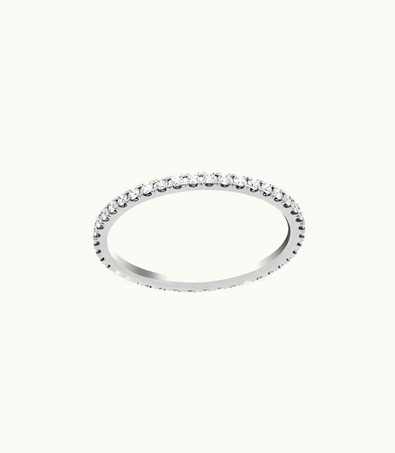 Van Cleef & Arpels Félicité Wedding Band 1.25 Mm, Rhodium Plated 18k White Gold, Round Diamonds