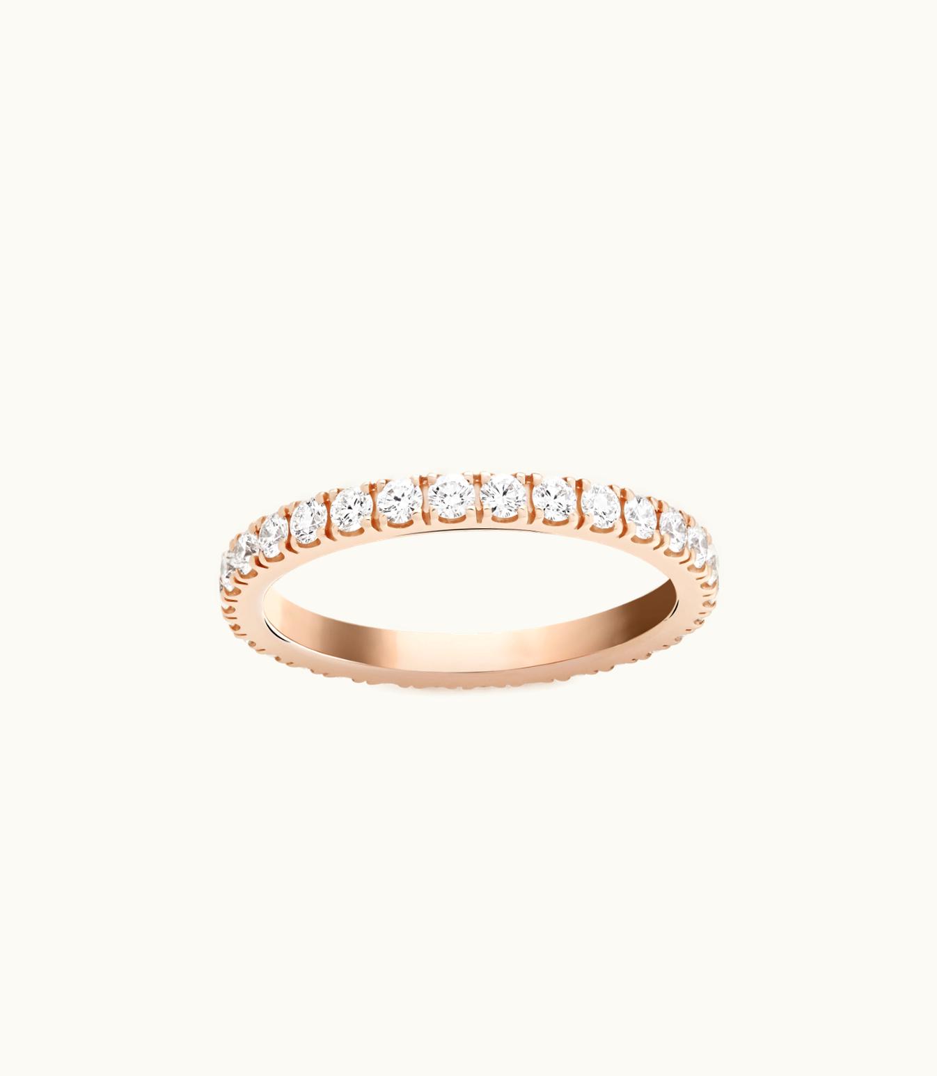 Van Cleef & Arpels Félicité Wedding Band 2.1 Mm, 18k Rose Gold, Round Diamonds
