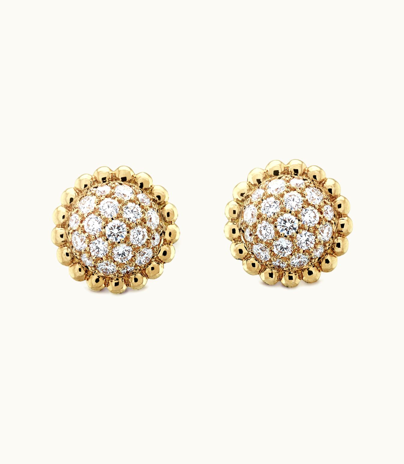 Van Cleef & Arpels Perlée Diamonds Earrings, 18k Yellow Gold, Diamonds