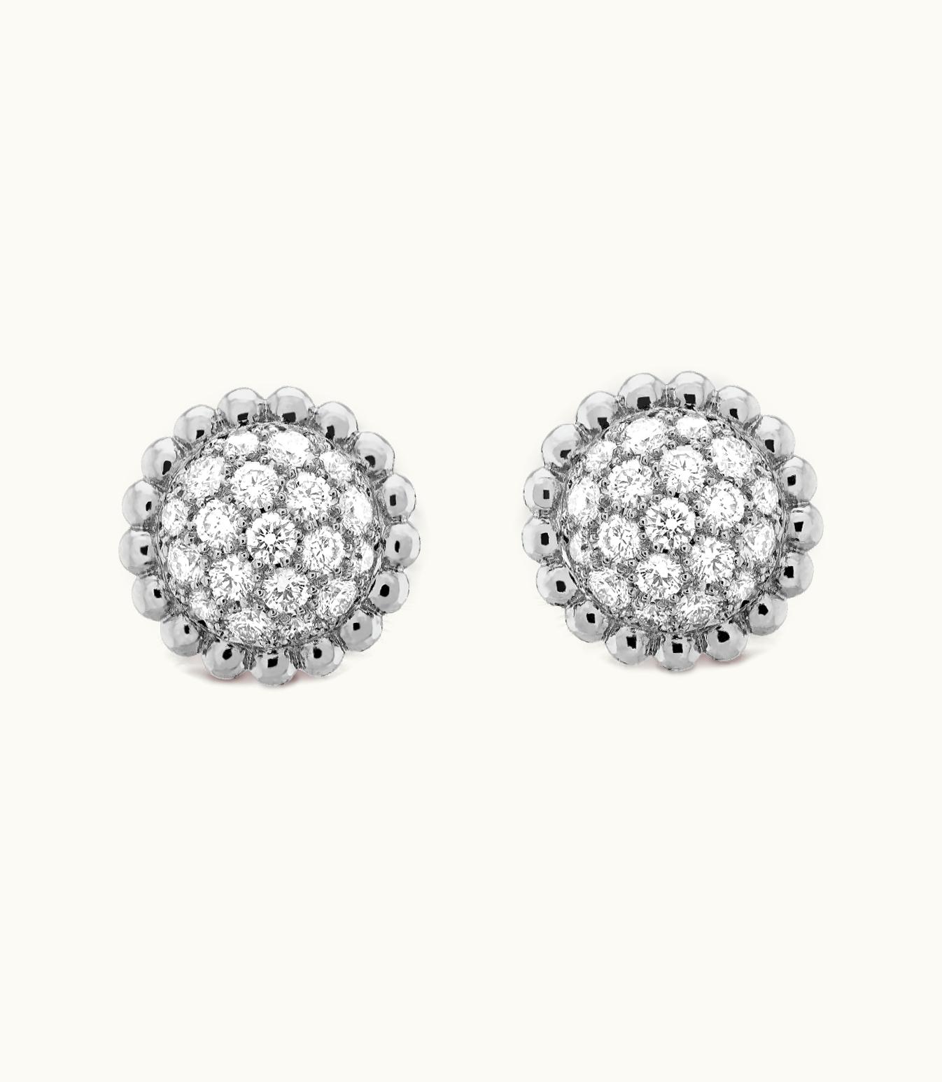 Van Cleef & Arpels Perlée Diamonds Earrings, Rhodium Plated 18k White Gold, Diamonds