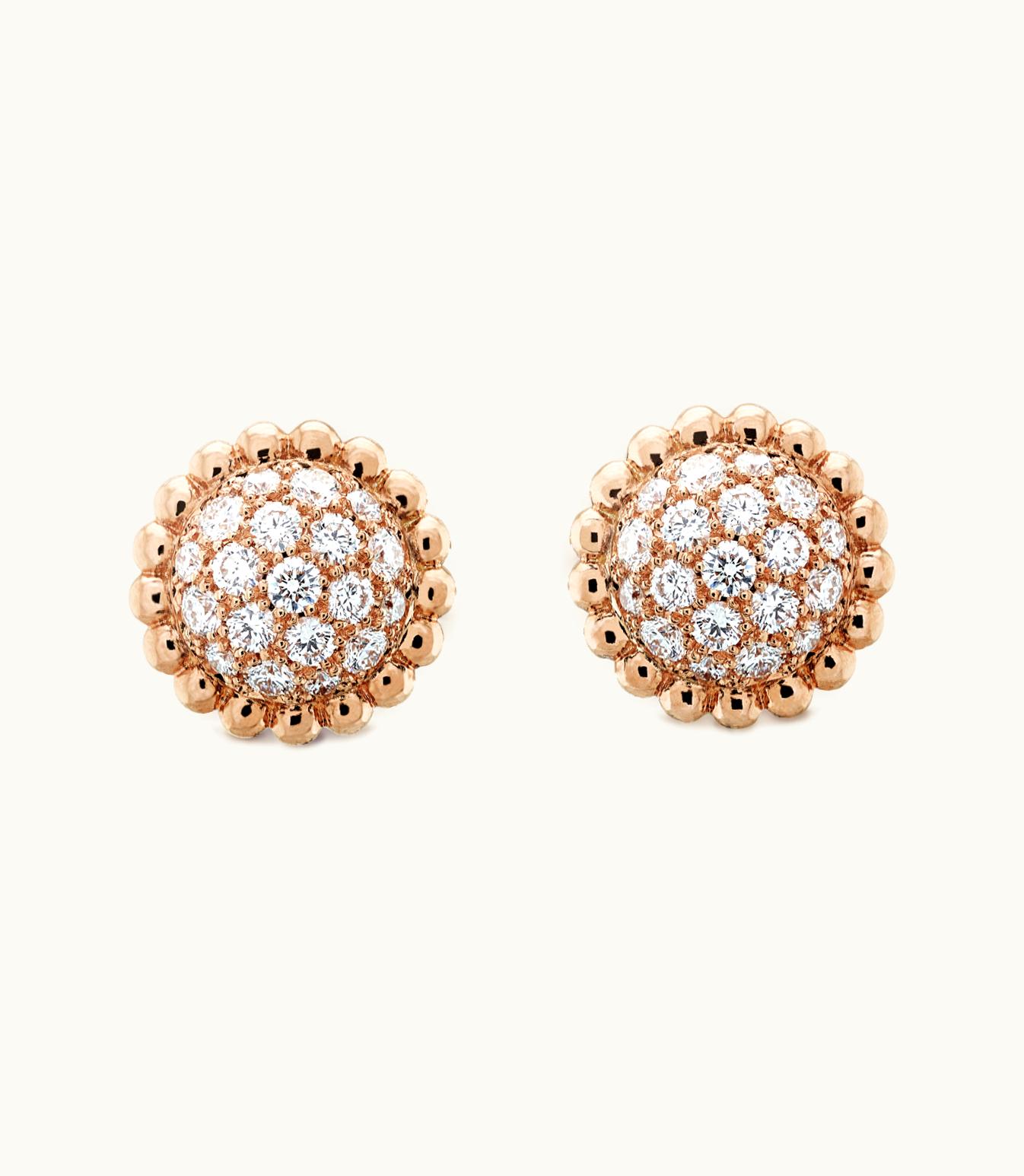 Van Cleef & Arpels Perlée Diamonds Earrings, 18k Rose Gold, Diamonds