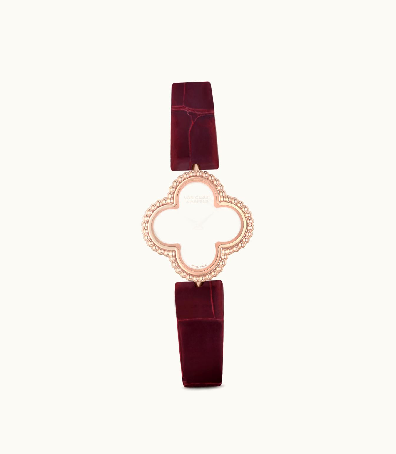 Van Cleef & Arpels Sweet Alhambra Watch, 18k Rose Gold, White Mother-of-pearl, Quartz Movement