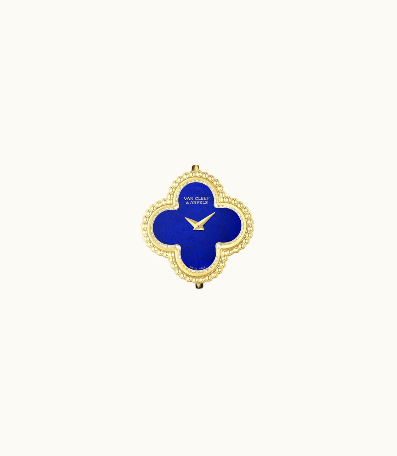 Van Cleef & Arpels Sweet Alhambra Watch, 18k Yellow Gold, Diamonds, Lapis Lazuli, Quartz Movement