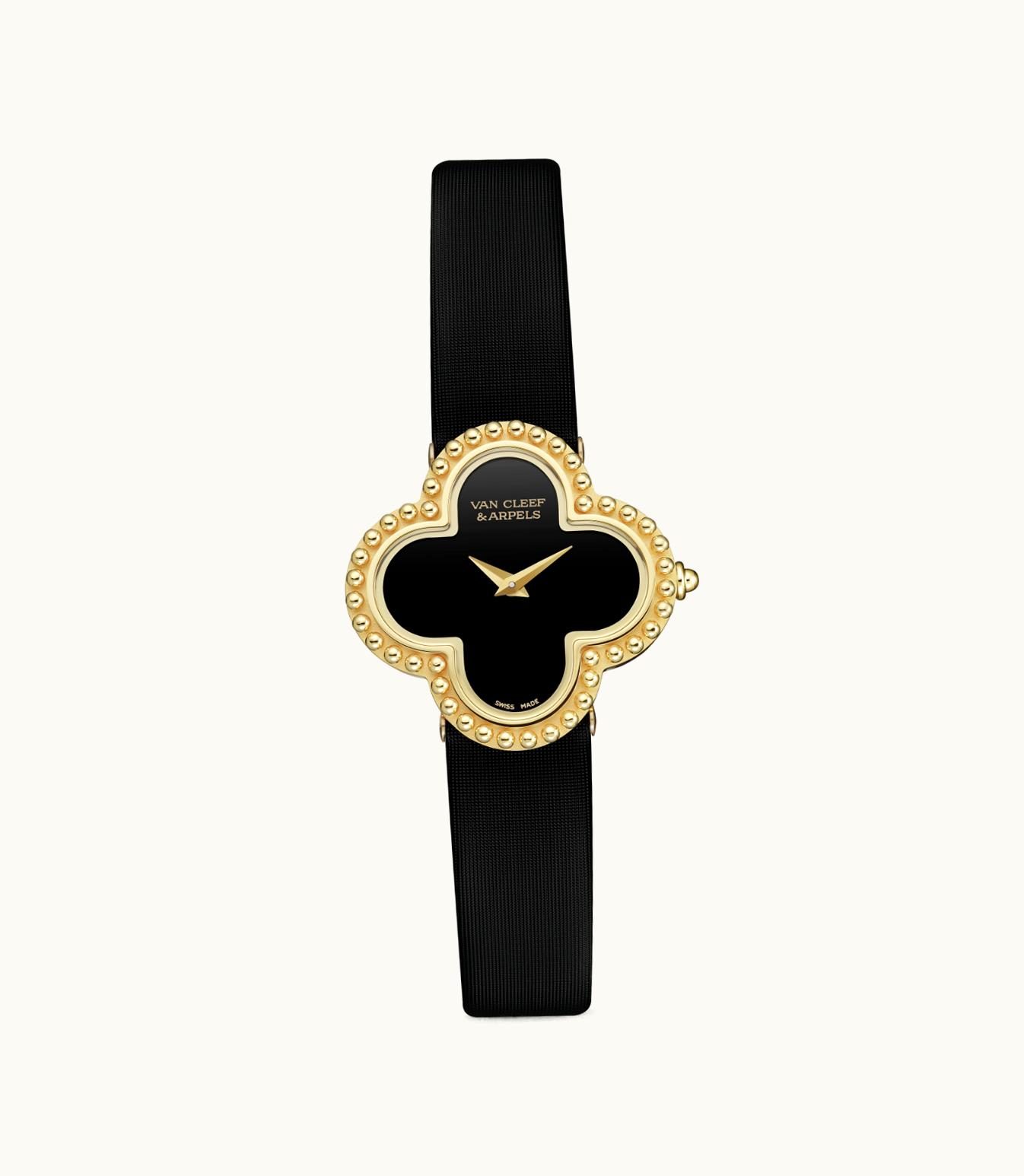 Van Cleef & Arpels Alhambra Watch, Small Model, 18k Yellow Gold, Onyx, Quartz Movement
