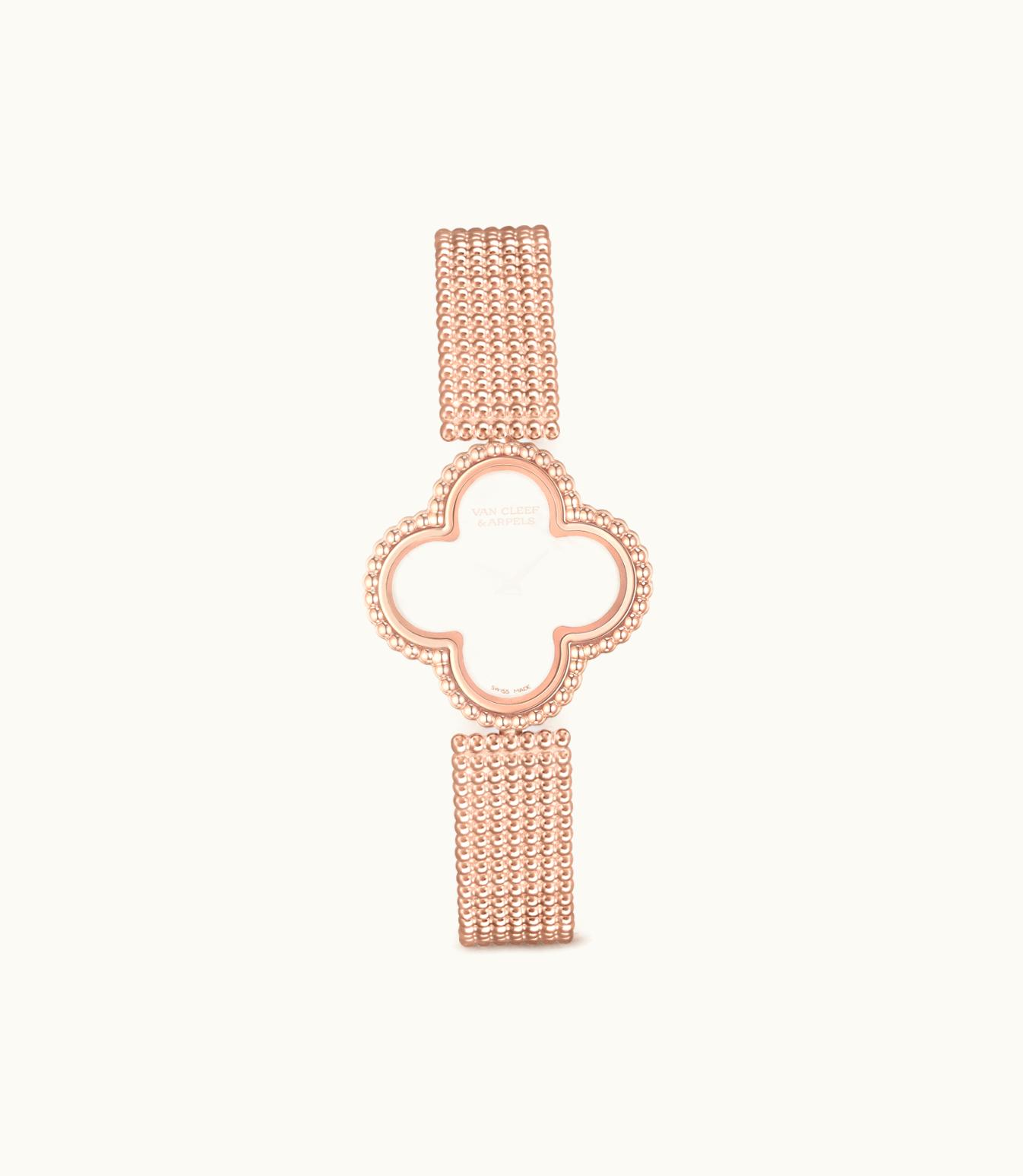 Van Cleef & Arpels Sweet Alhambra Watch, 18k Rose Gold, White Mother-of-pearl, Swiss Quartz Movement
