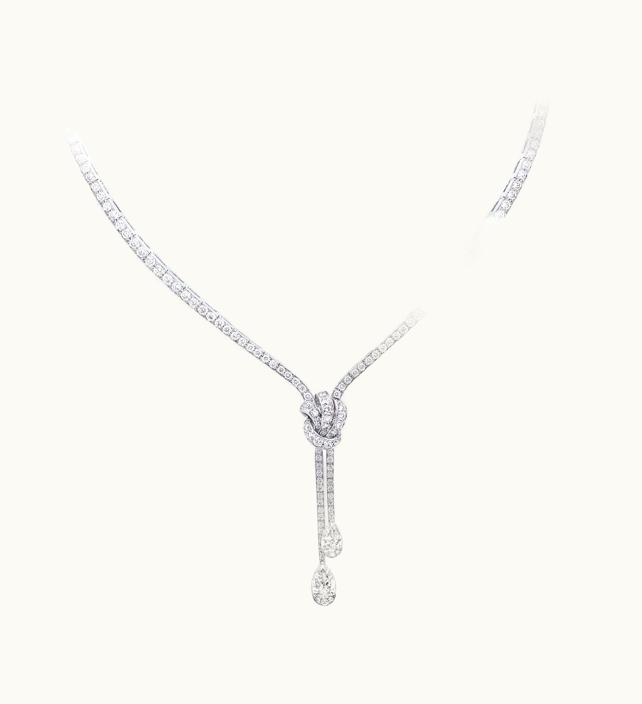 Graff Graff Tilda's Bow Double Pavé Diamond Drop Necklace