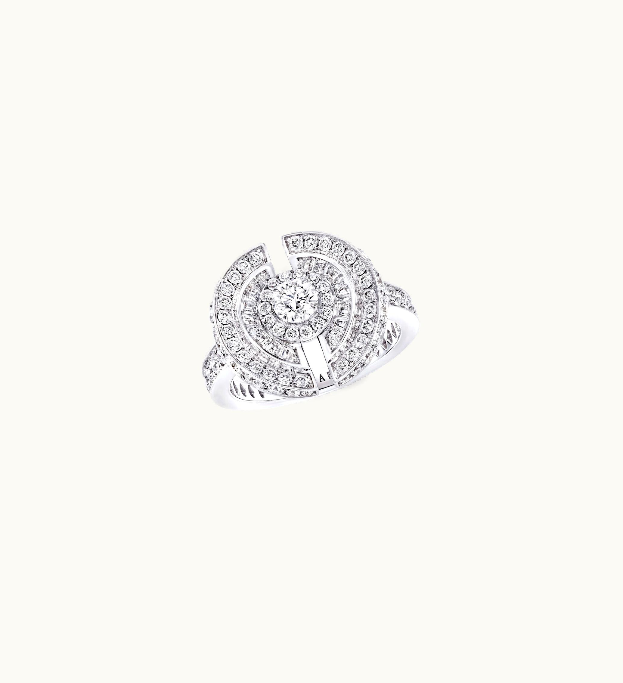 Graff Graff Night Moon Round And Baguette Cut Diamond Ring