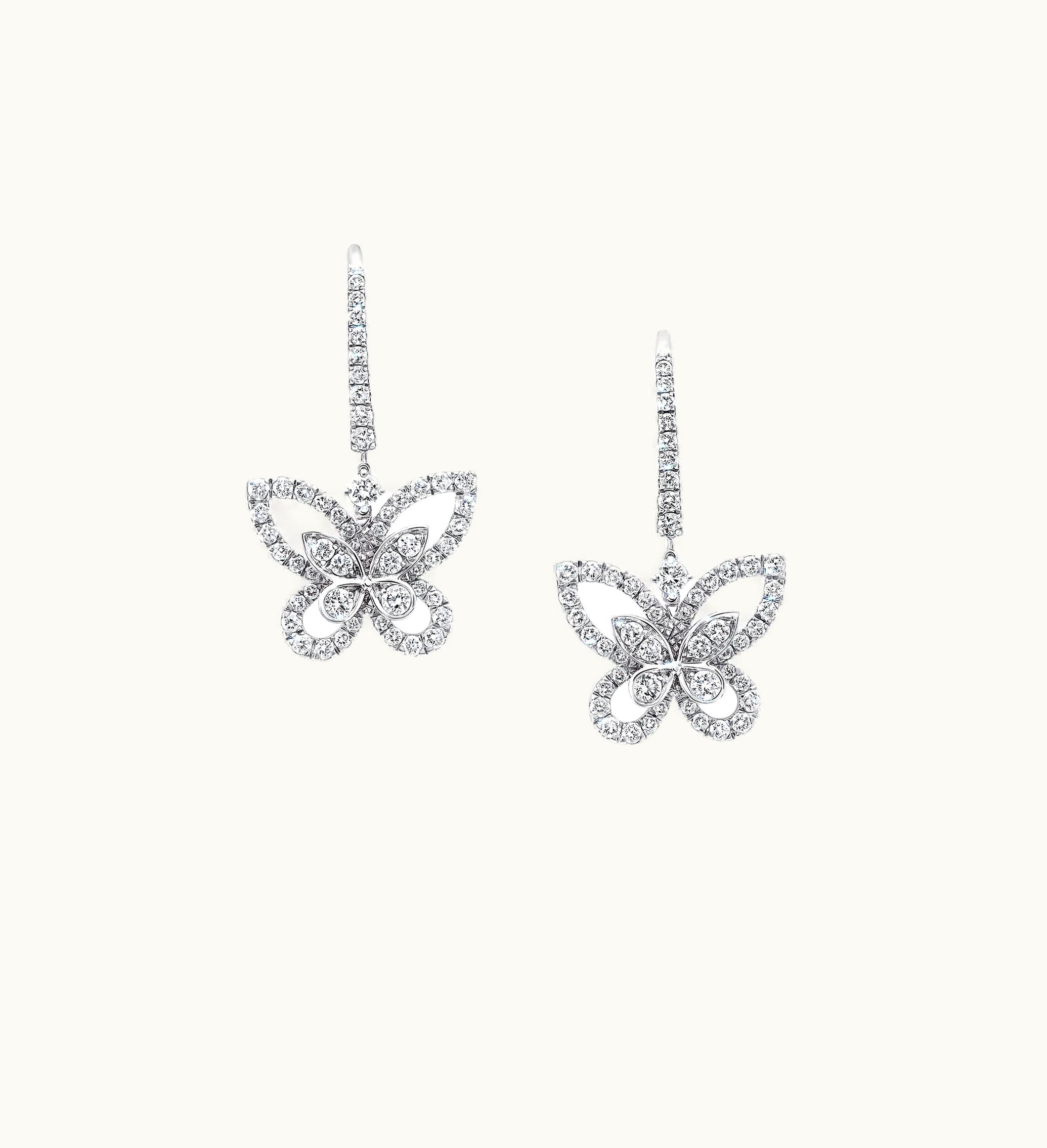 Graff Graff Butterfly Silhouette Diamond Drop Earrings