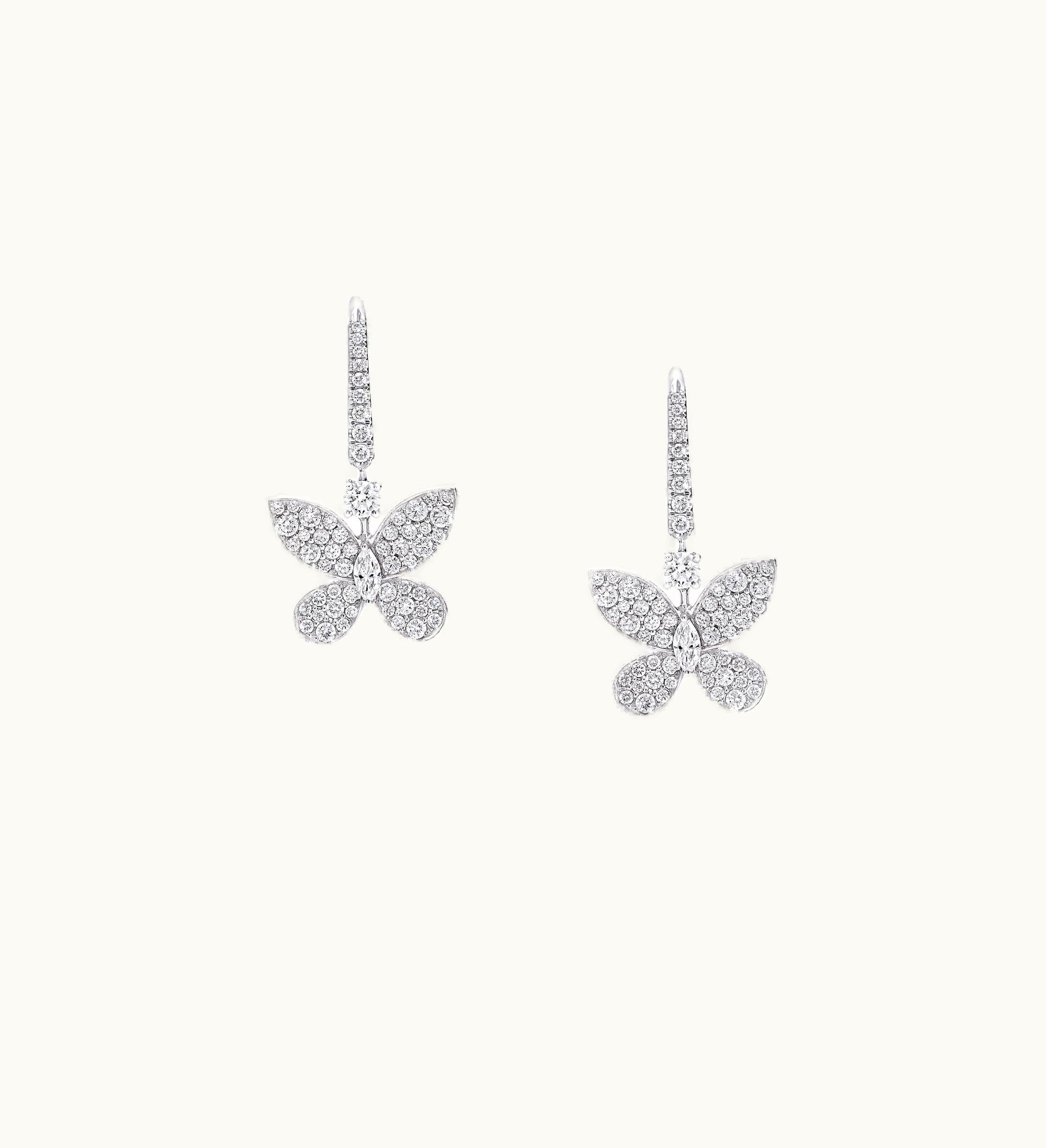 Graff Graff Pavé Butterfly Mini Diamond Drop Earrings