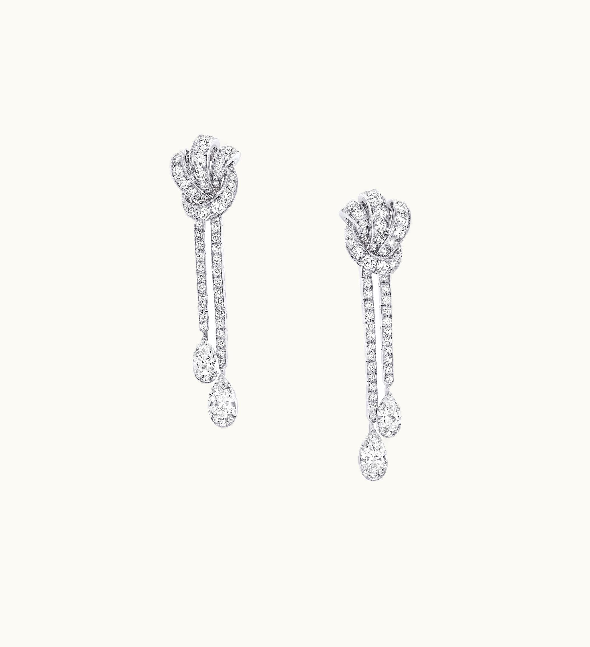 Graff Graff Tilda's Bow Double Pavé Diamond Drop Earrings