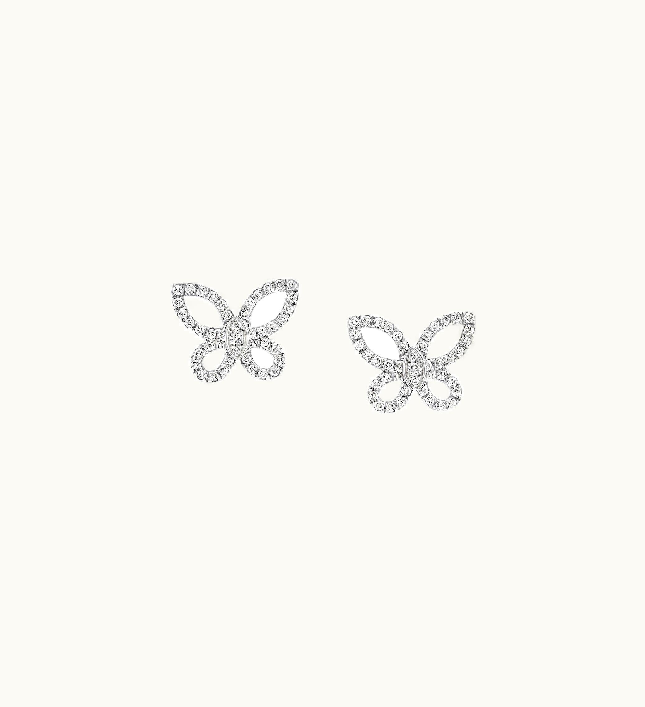 Graff Graff Mini Butterfly Silhouette Diamond Earrings