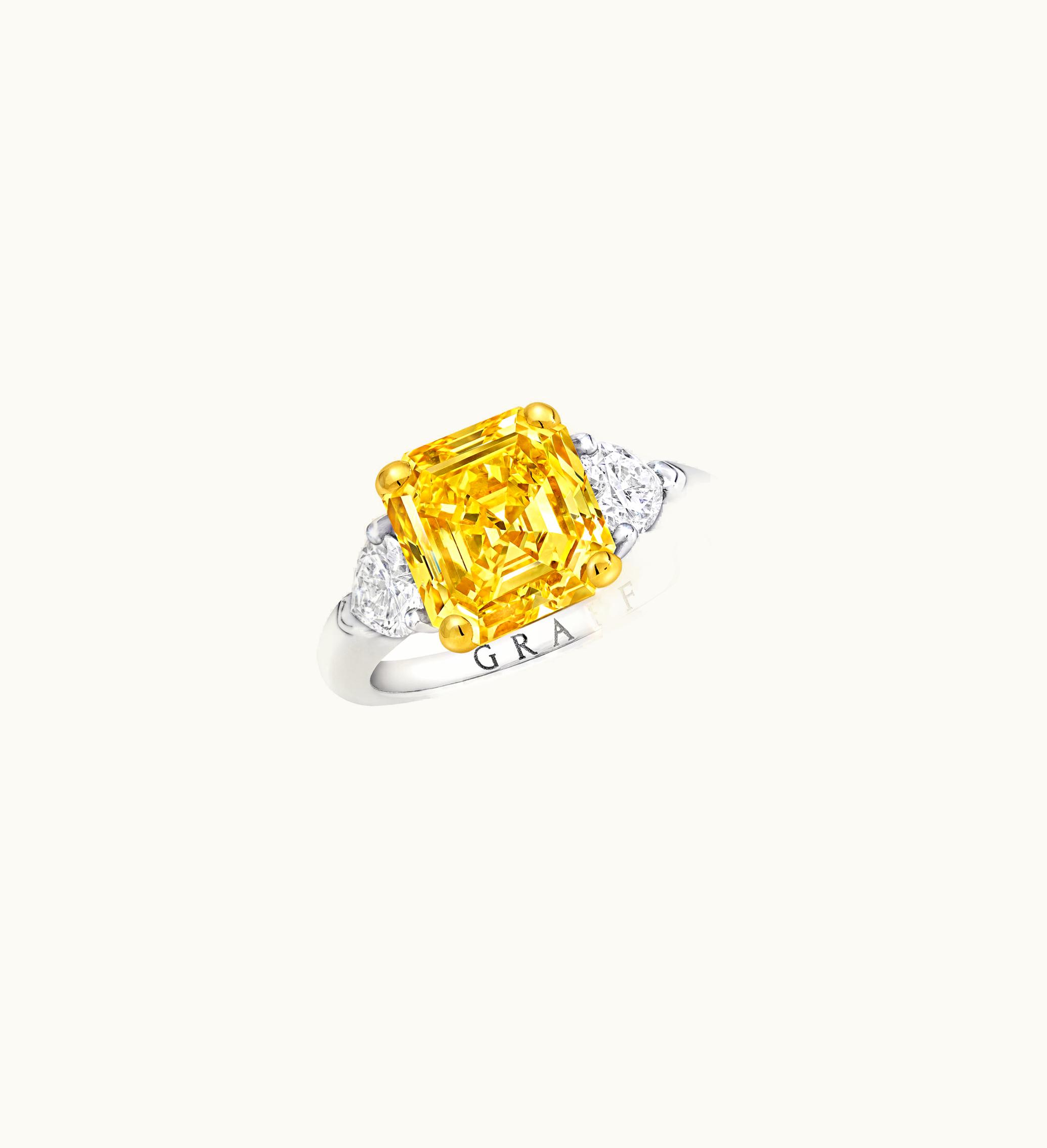 Graff Graff Emerald Cut Yellow Diamond High Jewellery Ring
