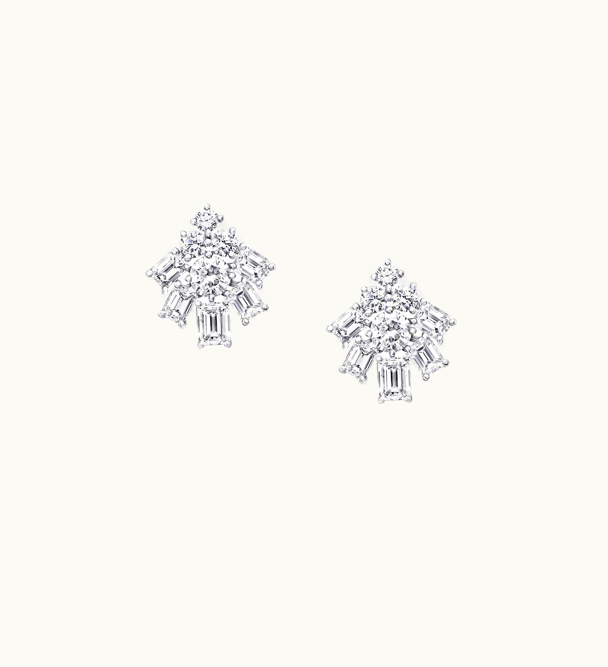 Graff Emerald Cut And Round Diamond Earrings