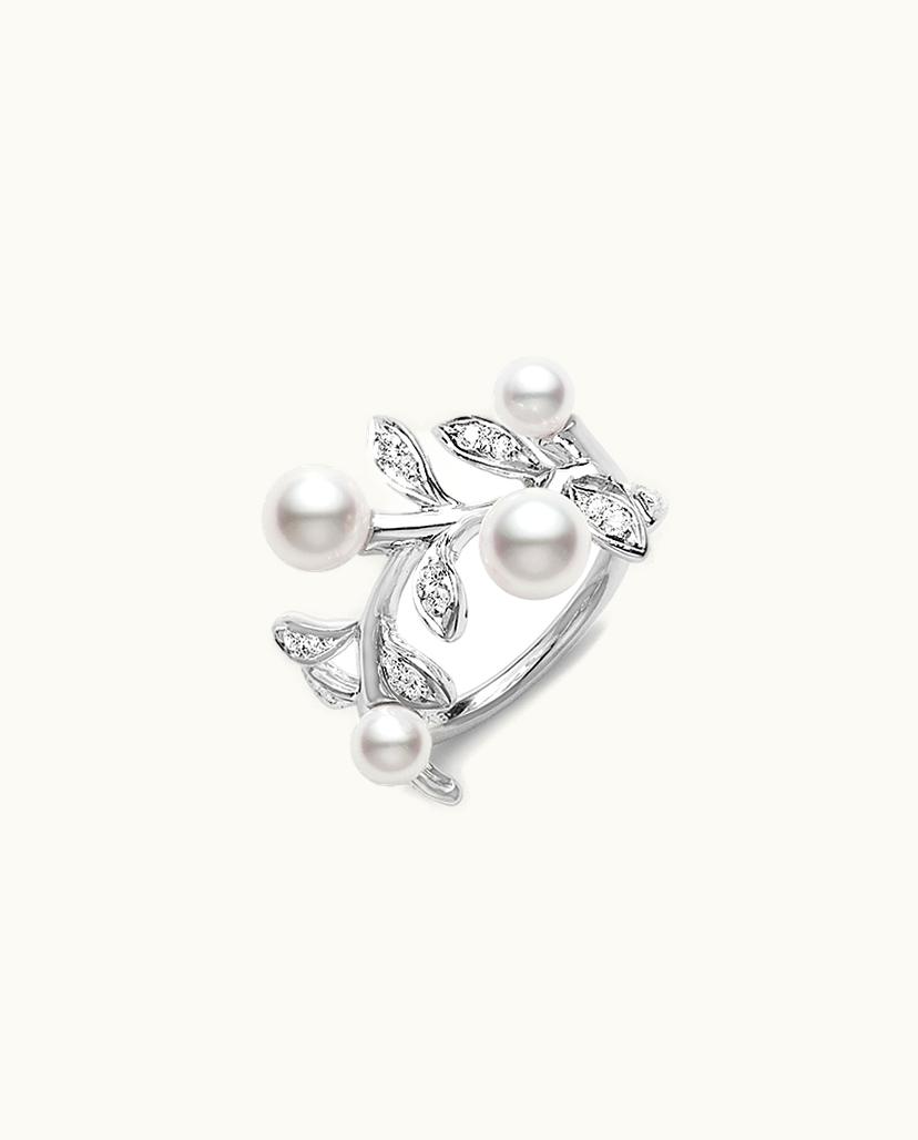 Mikimoto Mikimoto Olive Ring White Gold And Diamonds