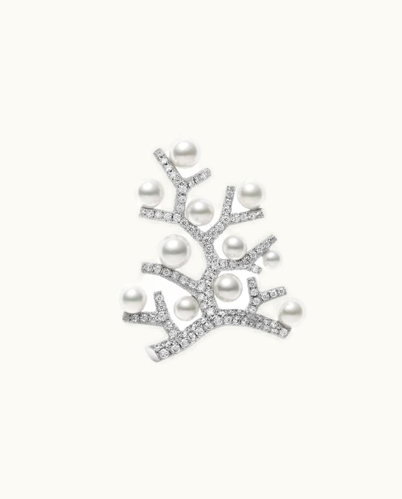 Mikimoto Mikimoto Akoya Cultured Pearl And Diamond Brooch