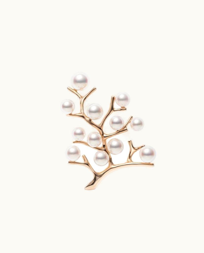 Mikimoto Mikimoto Akoya Cultured Pearl Brooch In Pink Gold