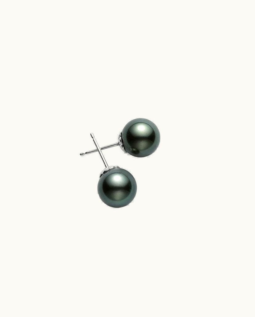 Mikimoto Mikimoto Black South Sea Stud Earrings – 18K White Gold