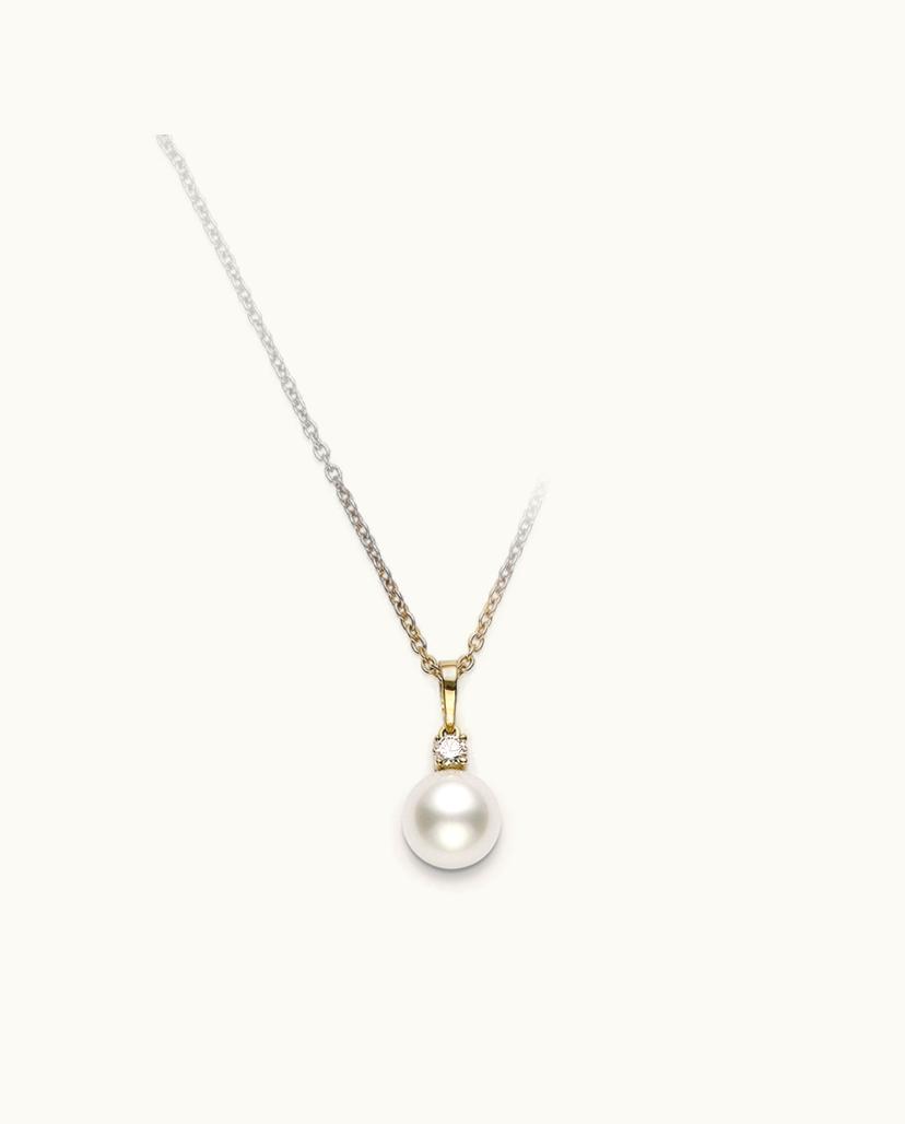 Mikimoto Mikimoto White South Sea Pendant With Diamond In Yellow Gold