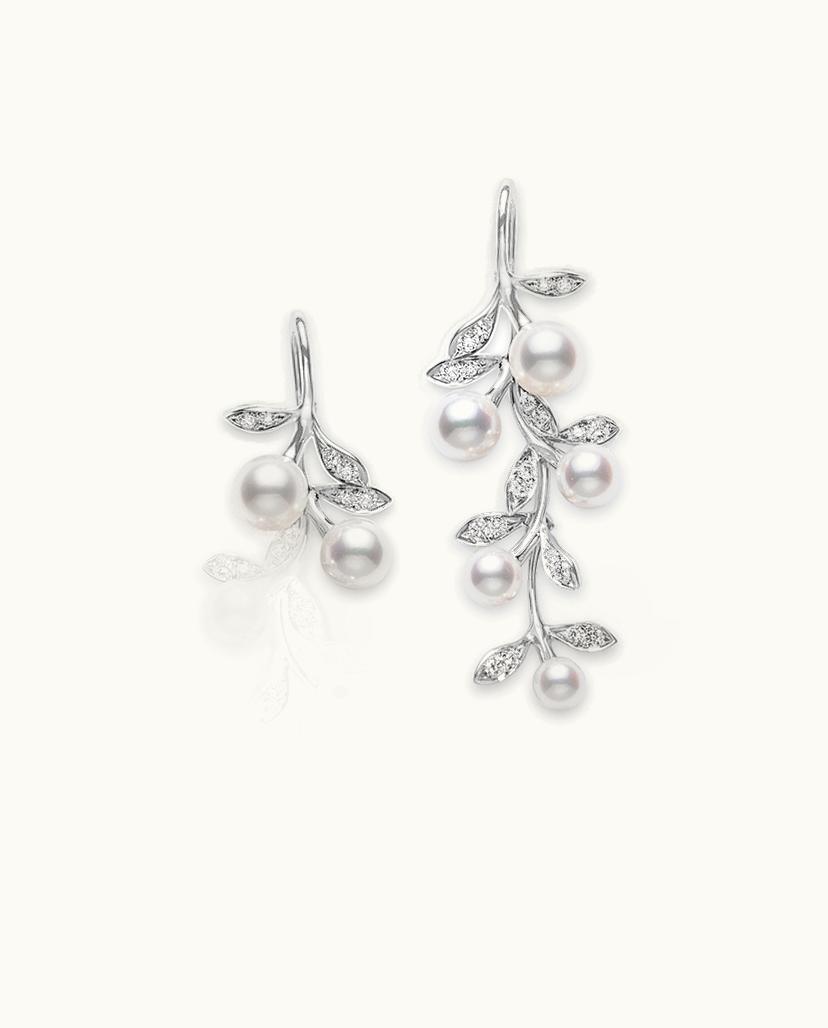 Mikimoto Mikimoto Olive Earrings White Gold And Diamonds