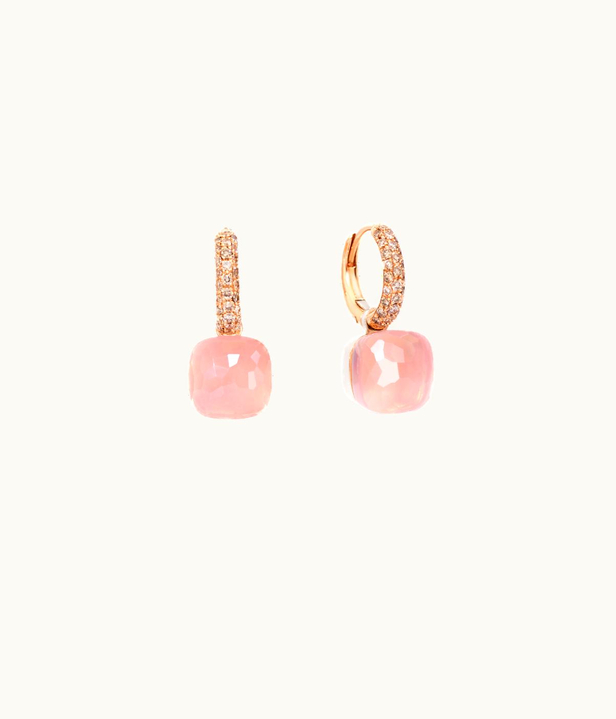 Pomellato Pomellato Rose Quartz Nudo Classic Earrings White Gold, Diamond,