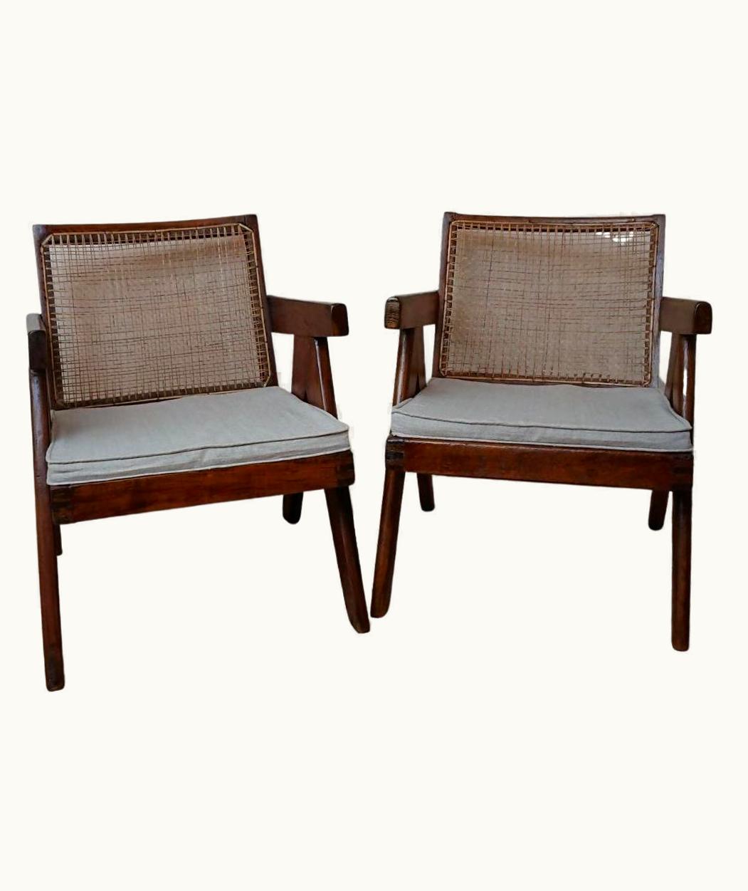 Pierre Jeanneret Pierre Jeanneret Asymmetry V Legs Pair Of Easy Armchairs Designed Pierre Jeanneret For Chandigarh