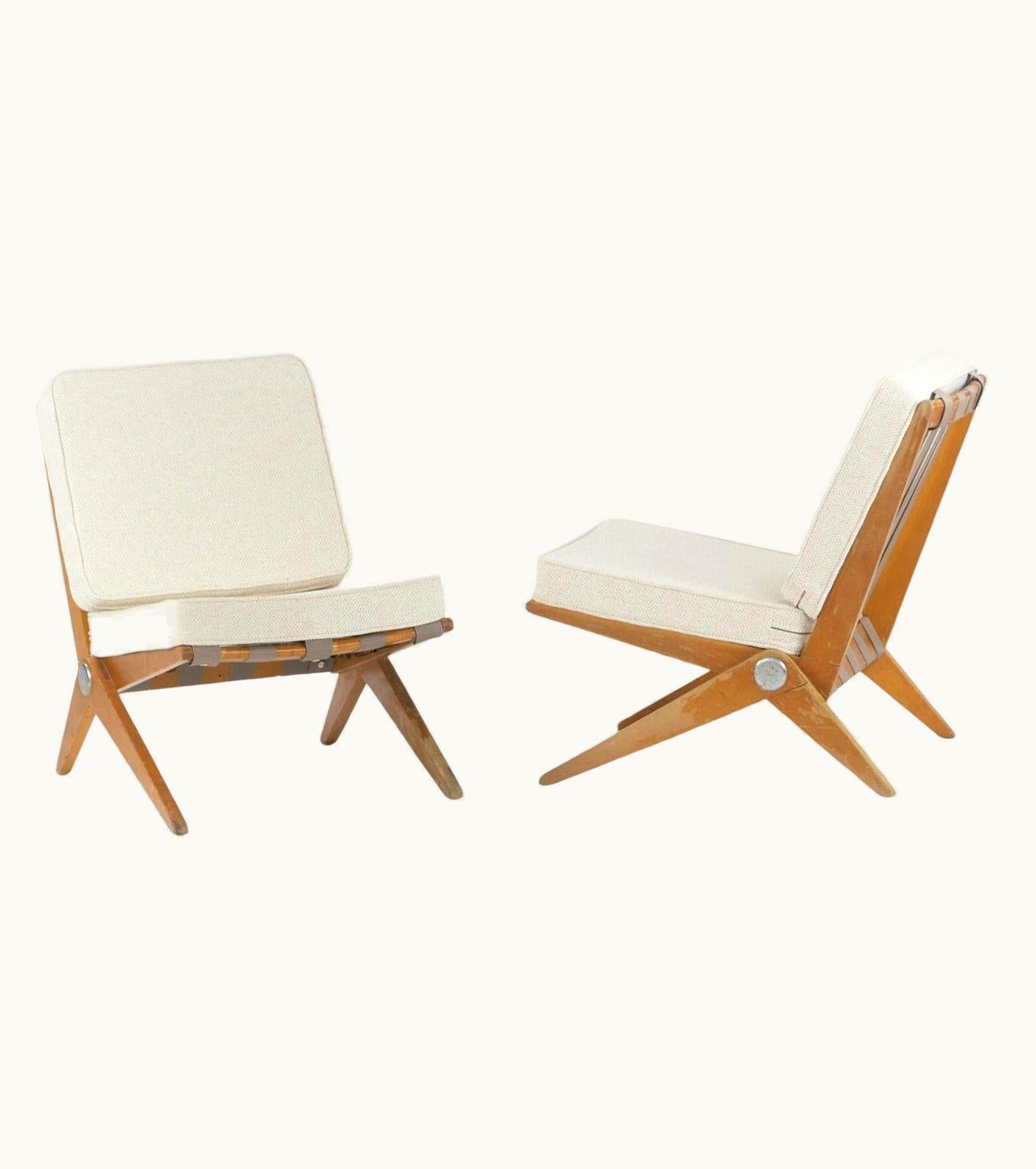 Pierre Jeanneret Pierre Jeanneret 1948 Pair Of Pierre Jeanneret For Knoll Associates No. 92 Scissor Lounge Chairs